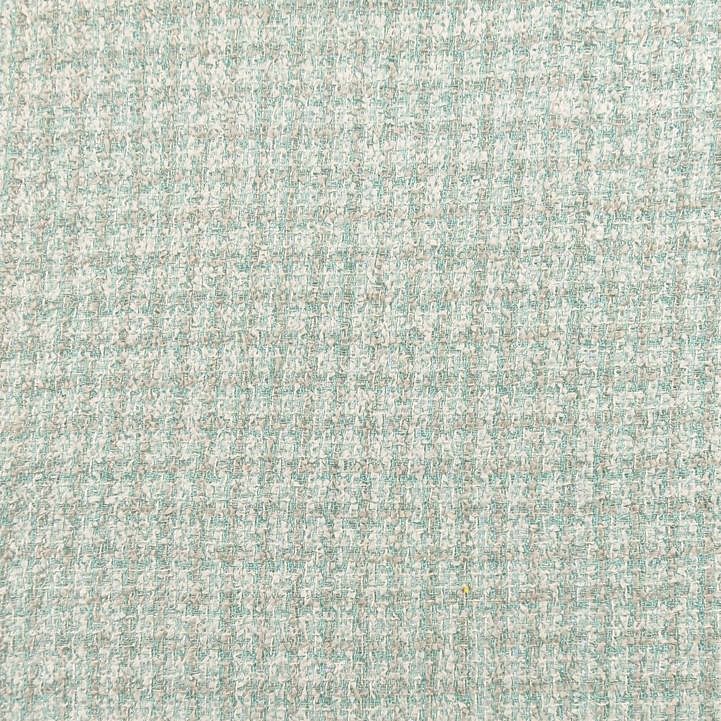 Tweed High Fashion Aqua Green White Lurex
