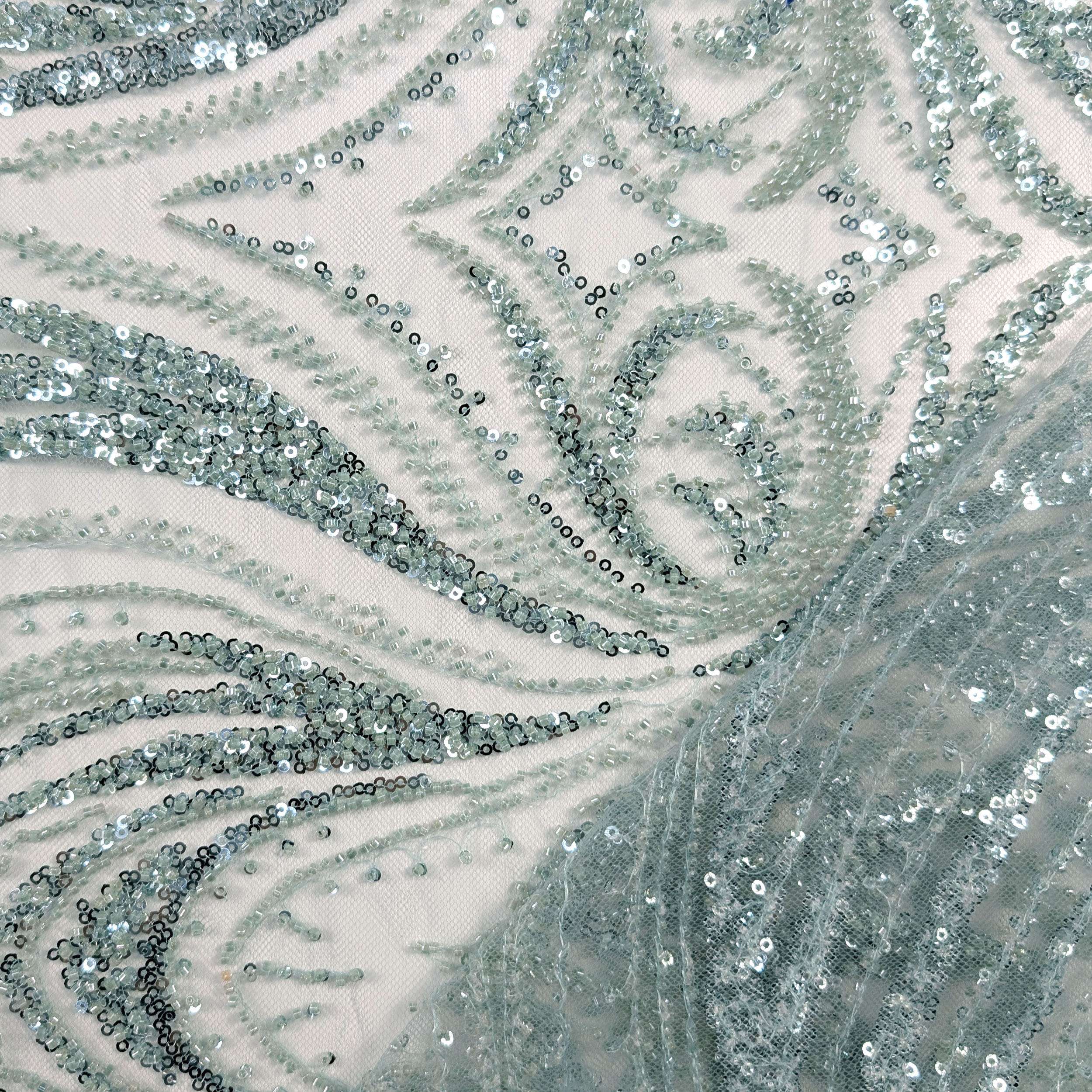 Fabric Sequins Embroidery Mint Image