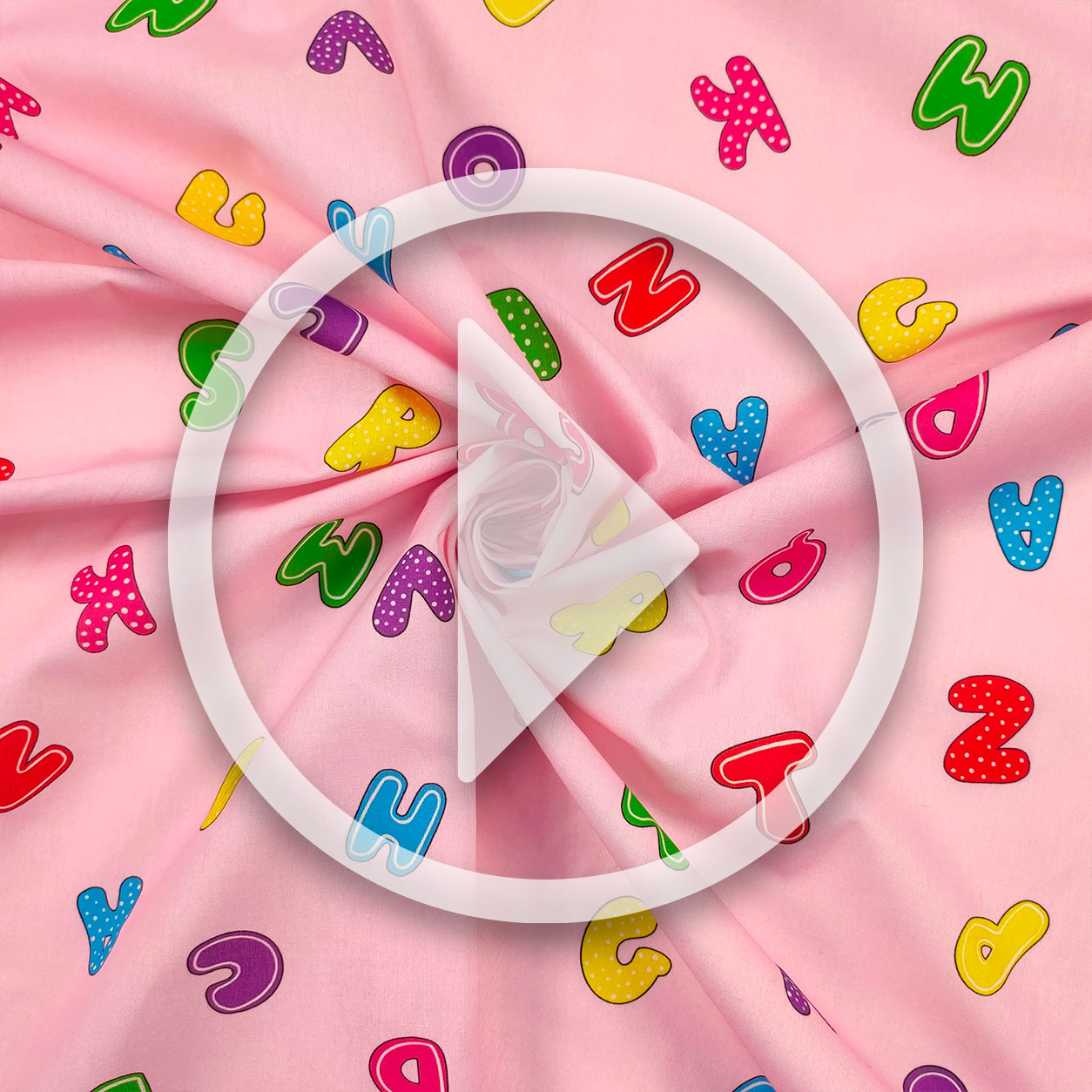 Fabric Cotton Alphabet Large Background Pink Image