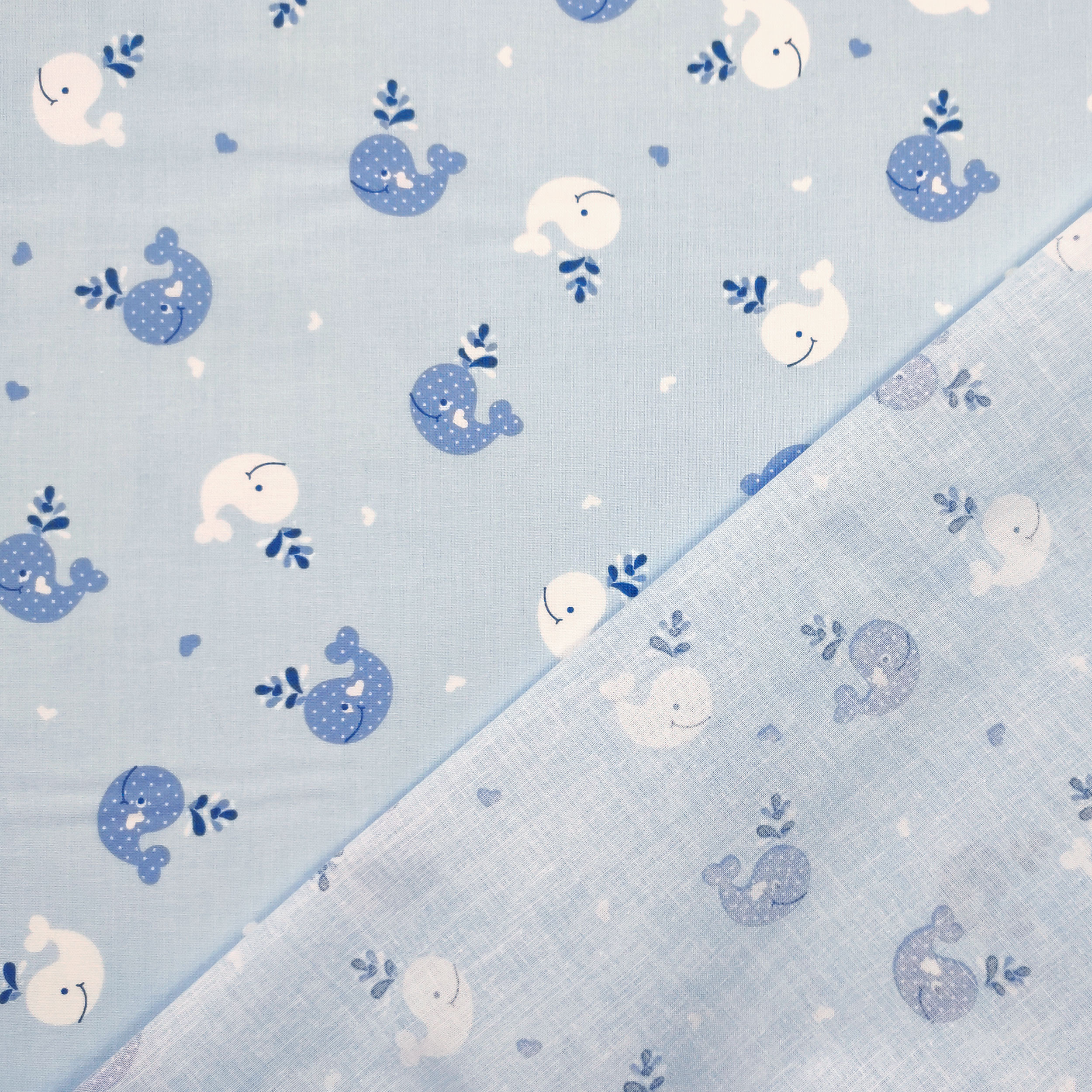Cotton Whales Celeste Background