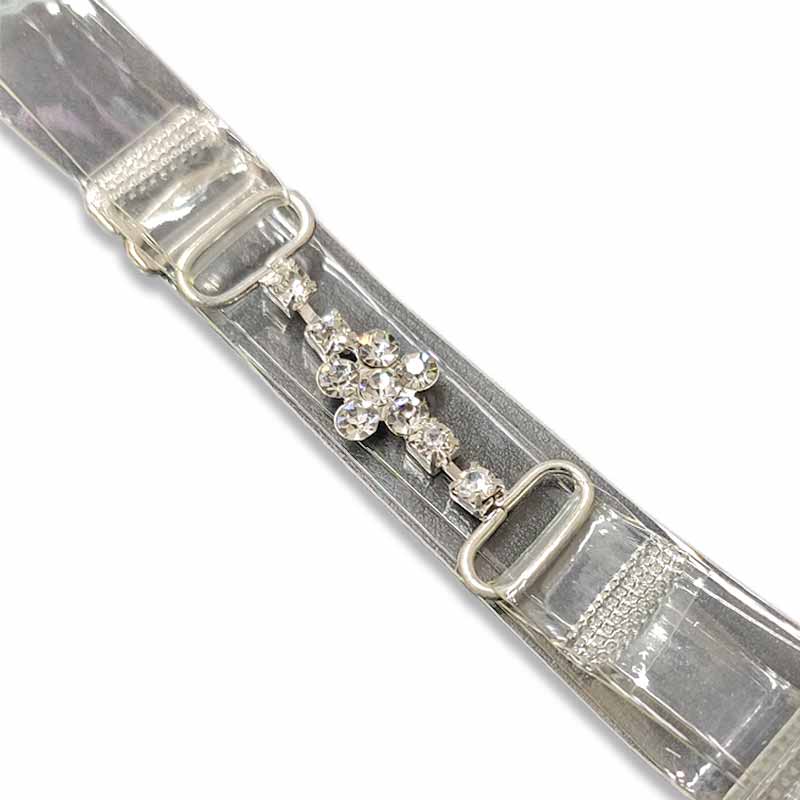  Bretelles bijou transparentes avec fleurs en strass Image