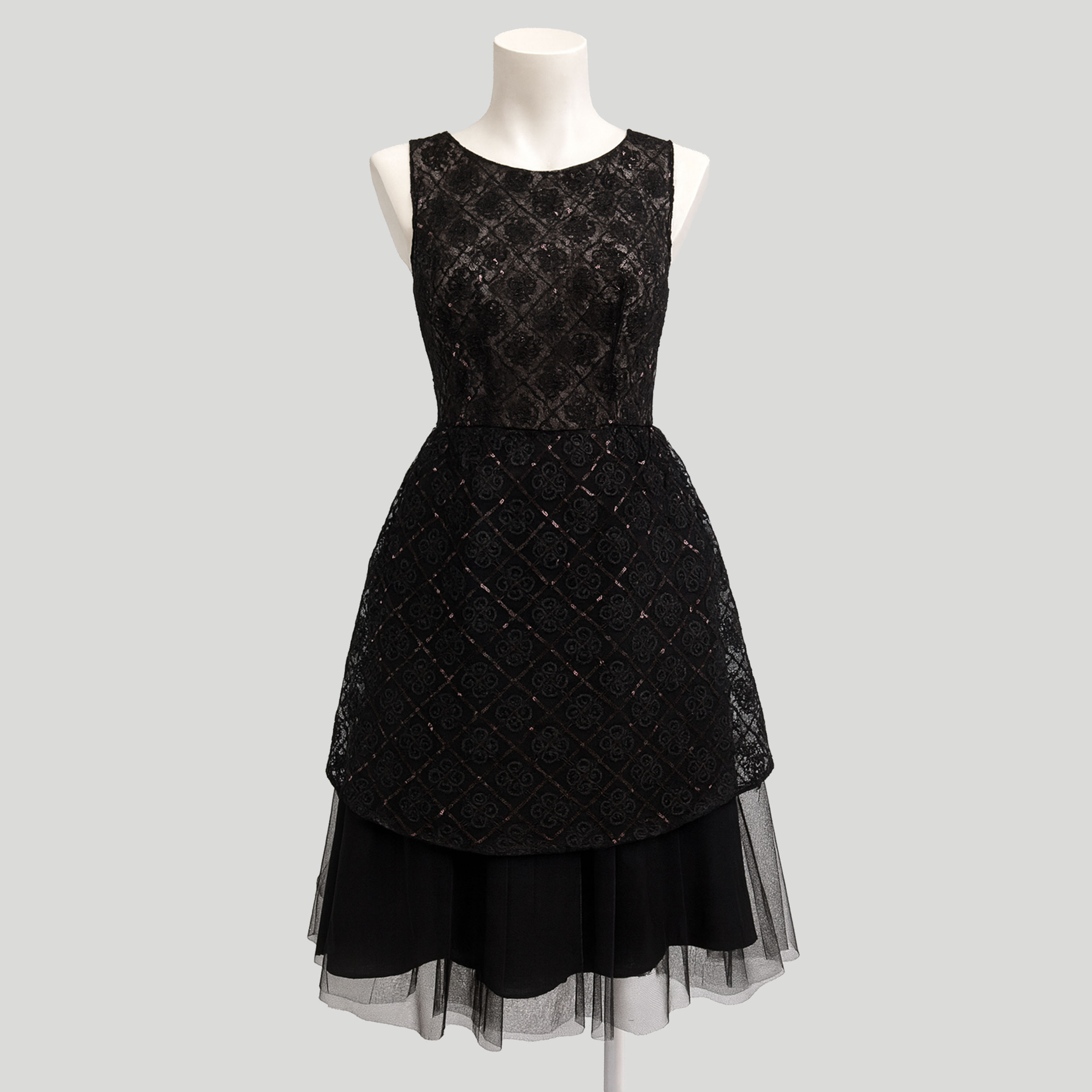 Bi-elastic Lace Embroidered Flowers and Sequins Brown Image