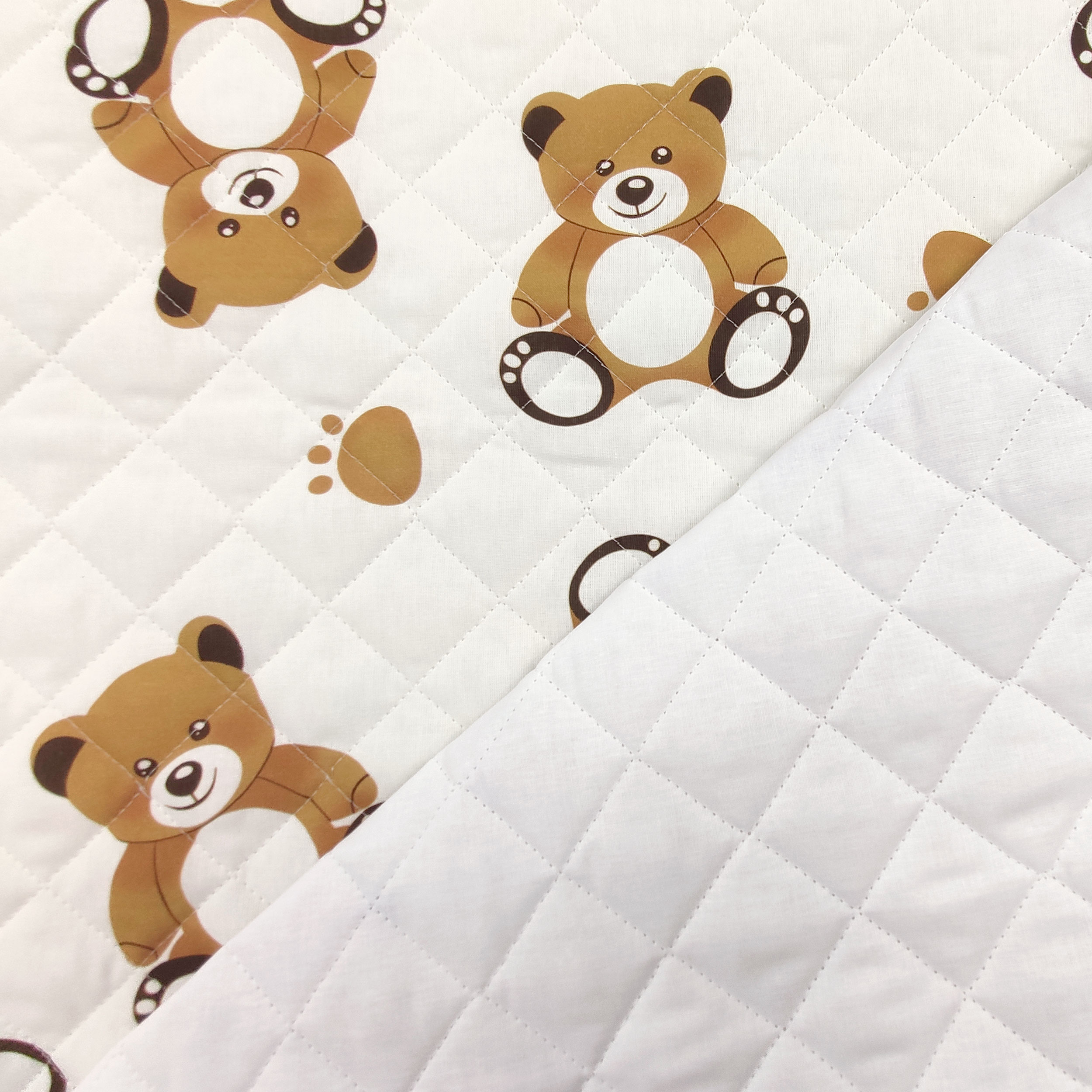 Quilted Fabric Bears White Background Image