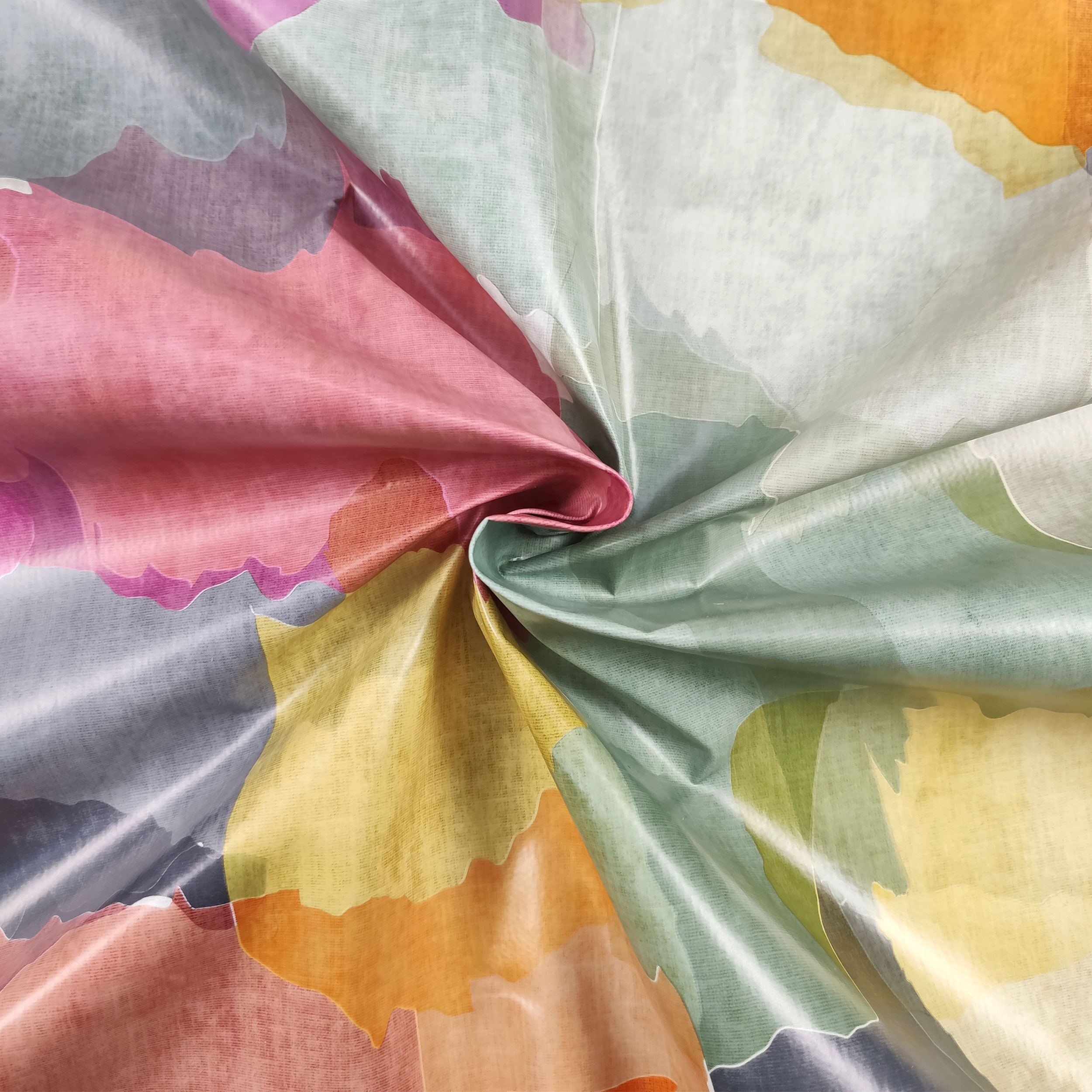 Plastic-coated tablecloth fabric Abstract Multicolour pattern