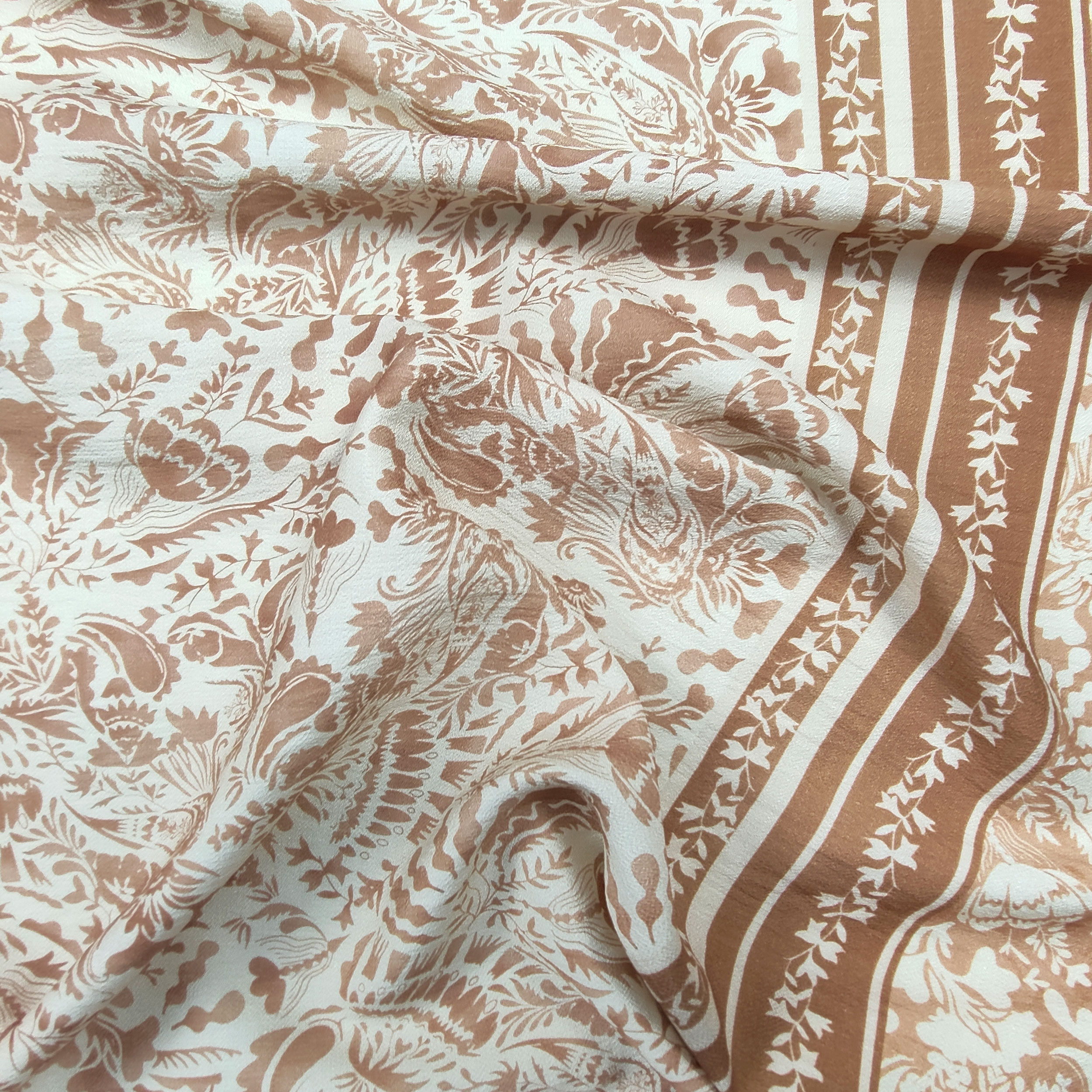 Crepe Silk and Viscose Cream and Beige