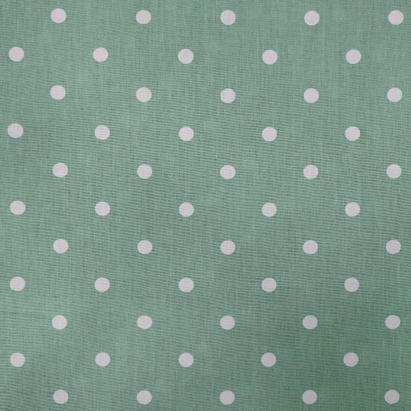 Tissu de coton Blanc à pois Fond Jade Image
