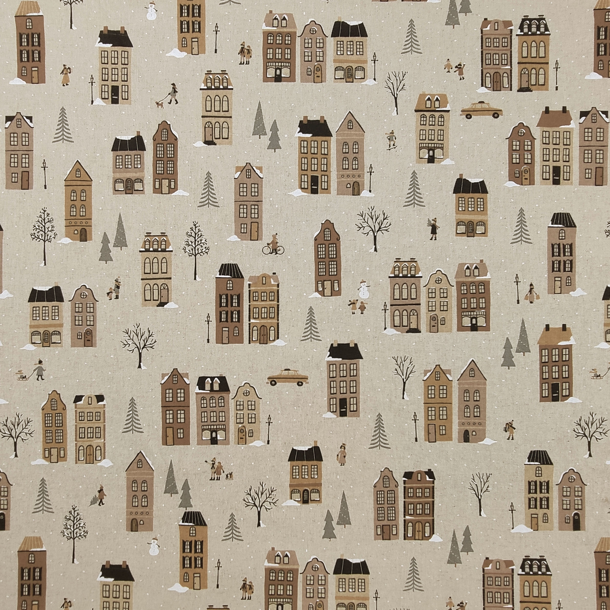Snow Village Panama Fabric Image