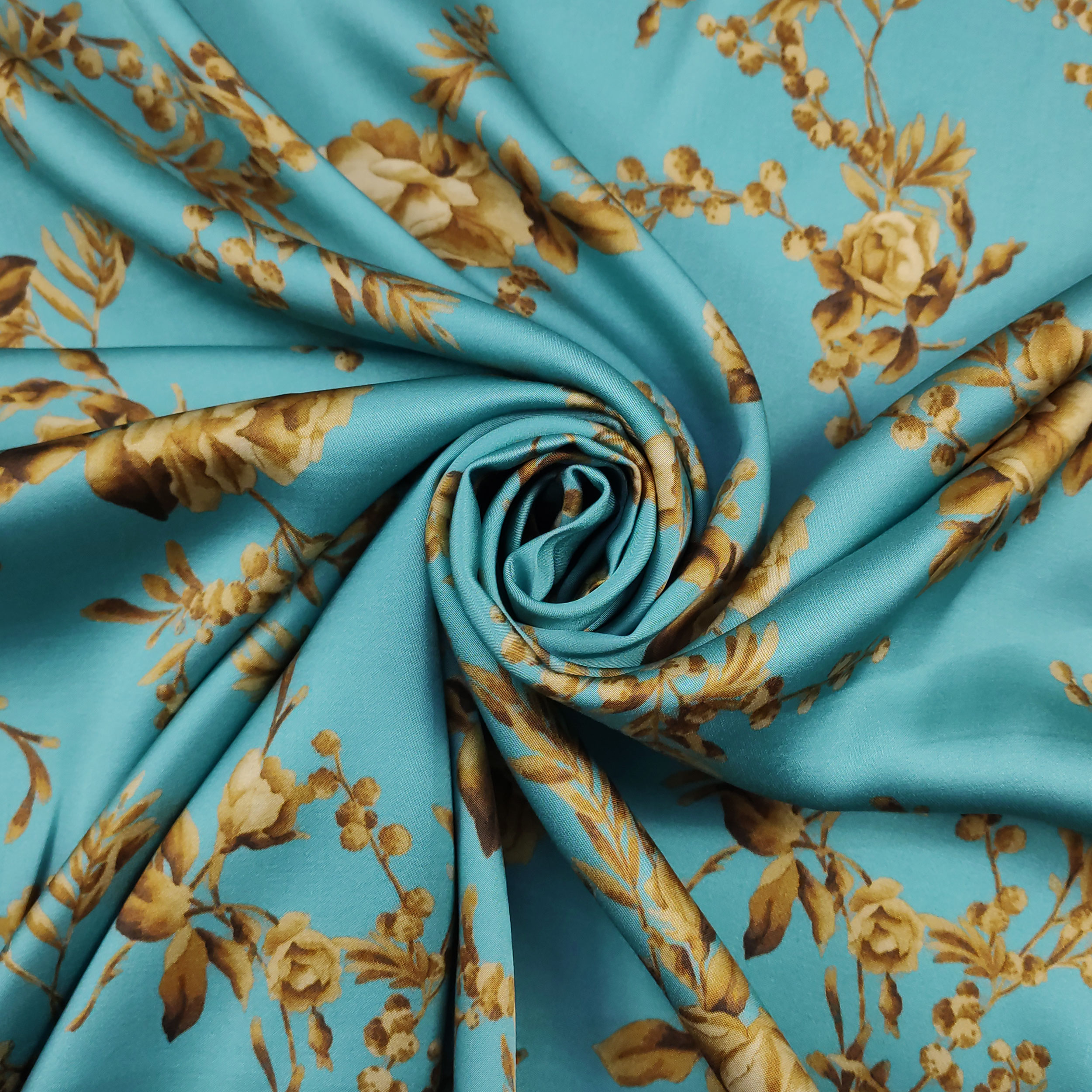 Satin Mixed Silk High Fashion Rose Background Turquoise