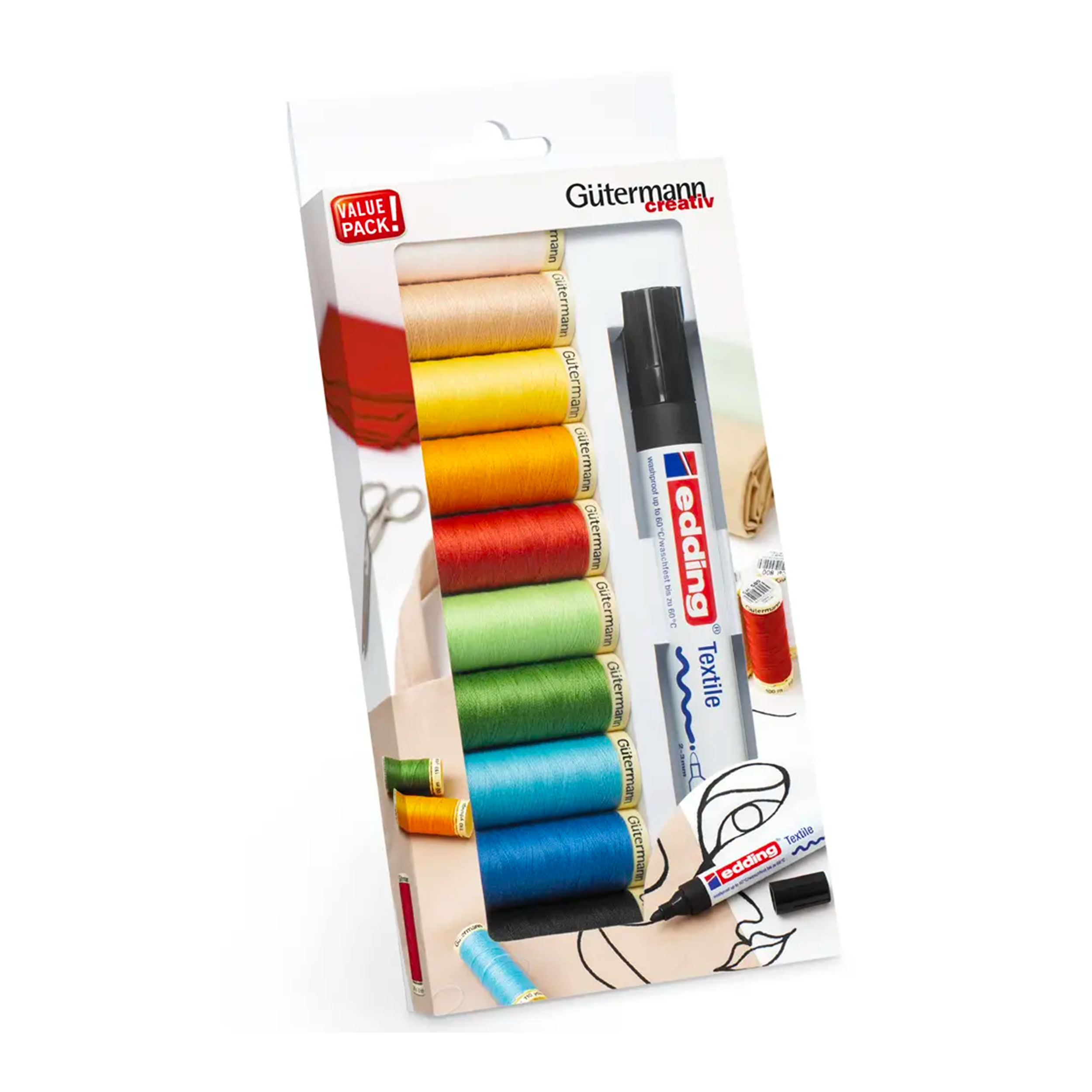 Gutermann Seamstress 10 bobinas de 100 m con marcador de tejido