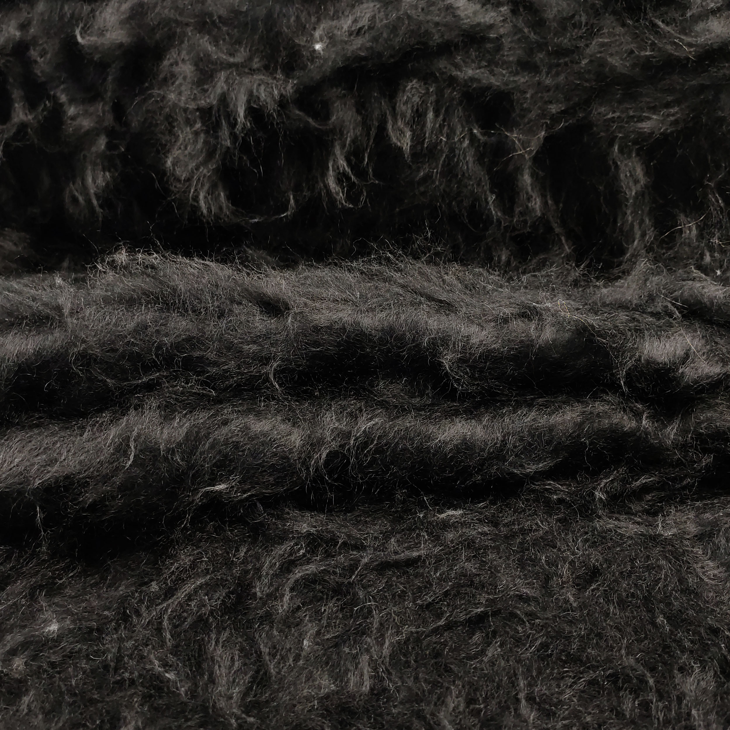 Synthetic Fur Long Coat Plain Black