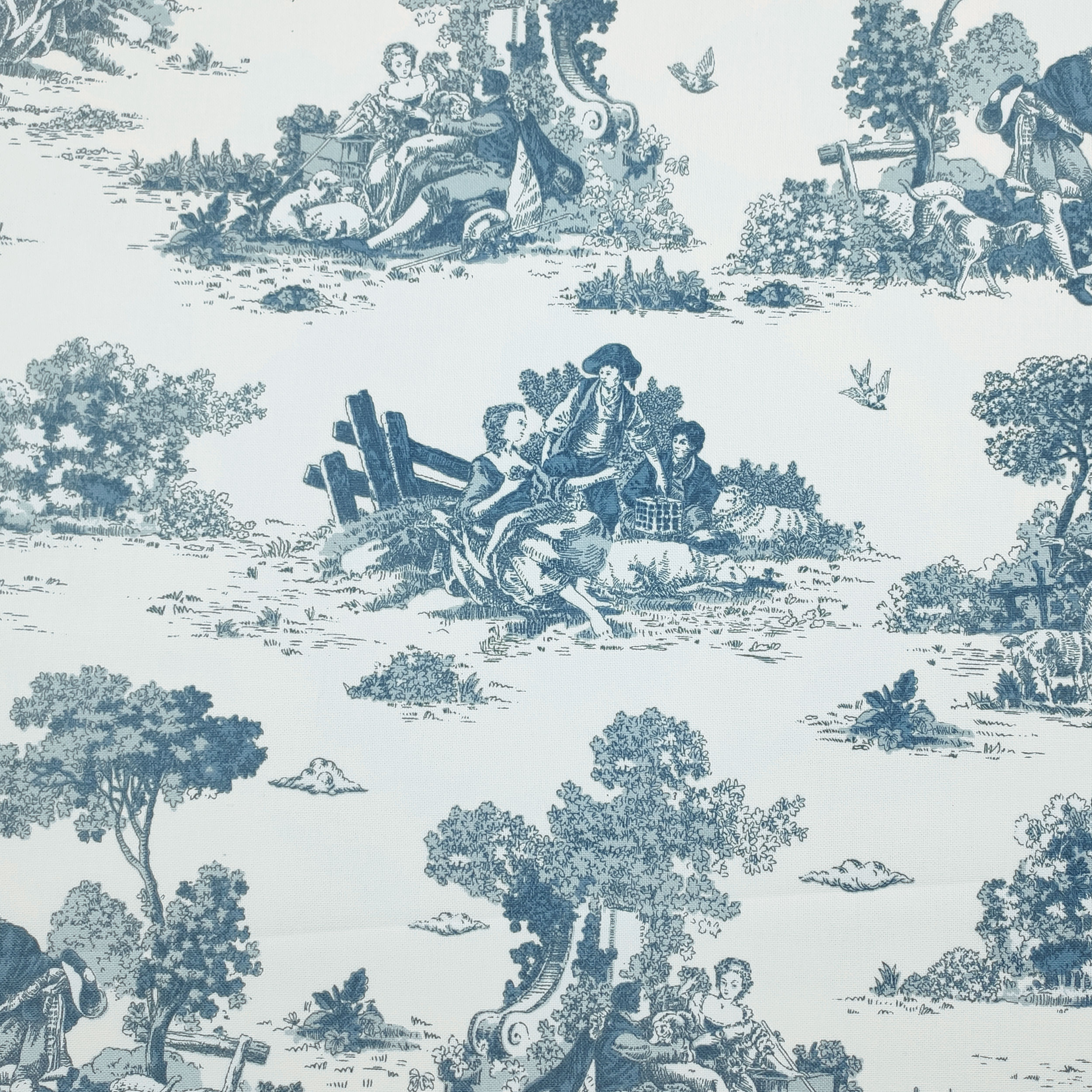 Ausschnitt Panama Toile de Jouy Petroleum 50x140 cm