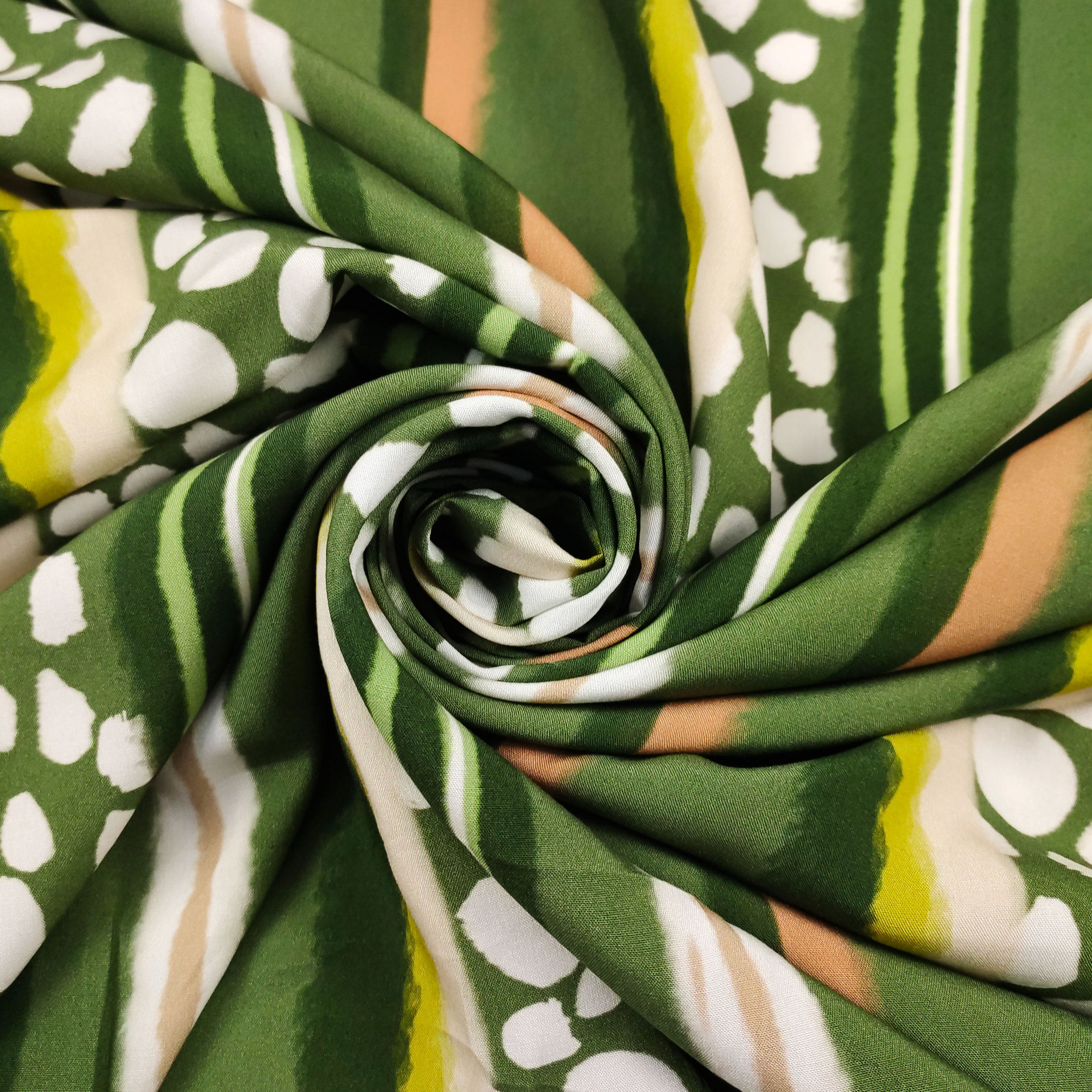 Tissu de coton rayé vert abstrait Image