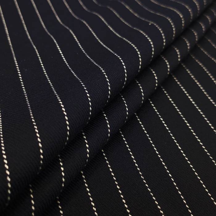 Dark Blue Pinstripe Stretch Viscose Image