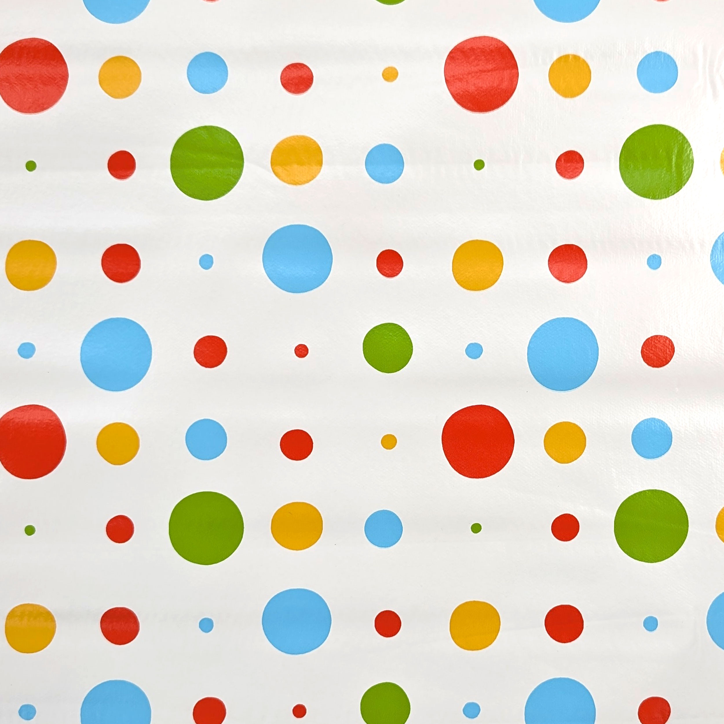 Coloured Polka Dot Plasticised Tablecloth Fabric Image