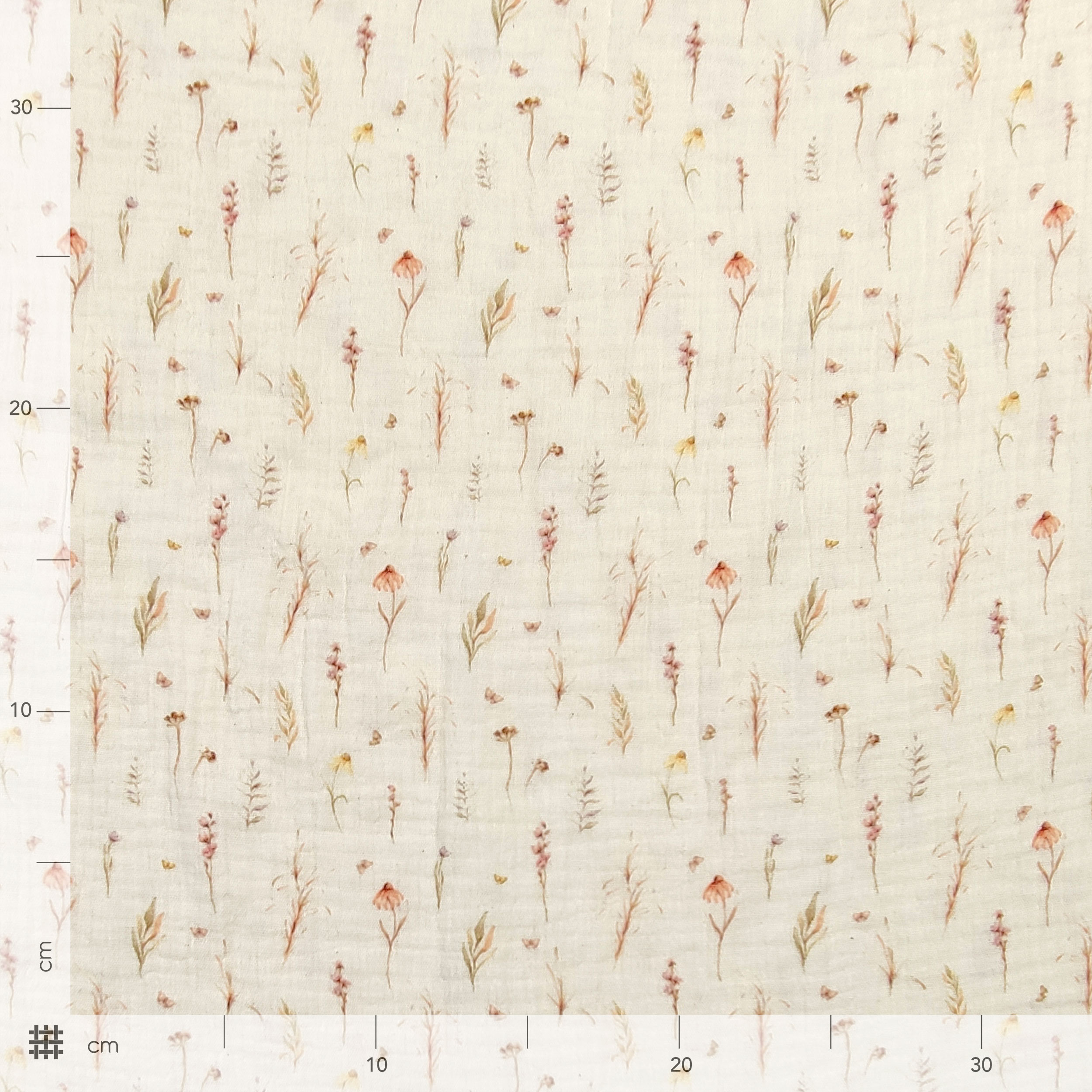 Cotton Muslin Flowers Cream Background
