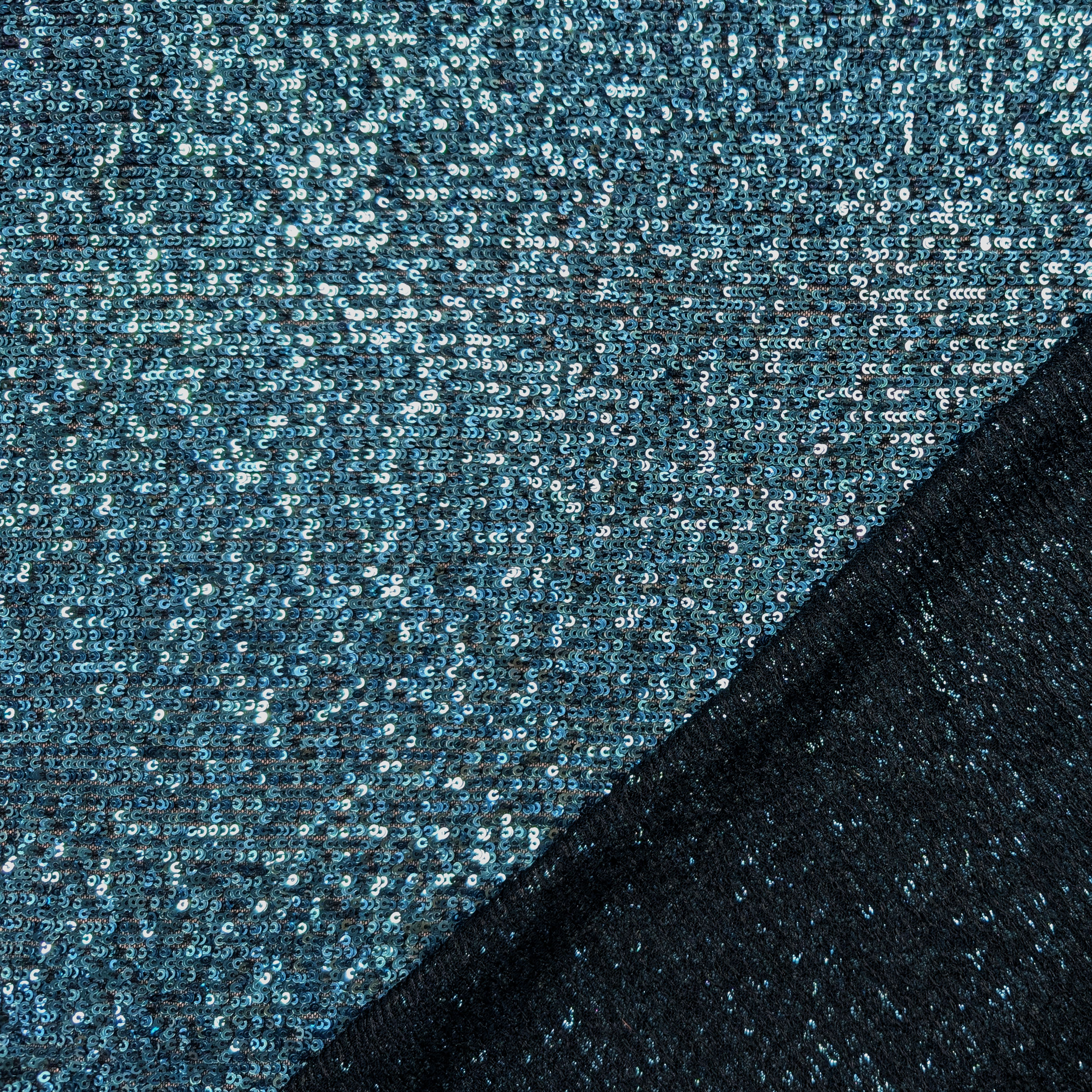 Sequins on Turquoise Stretch Tulle Image