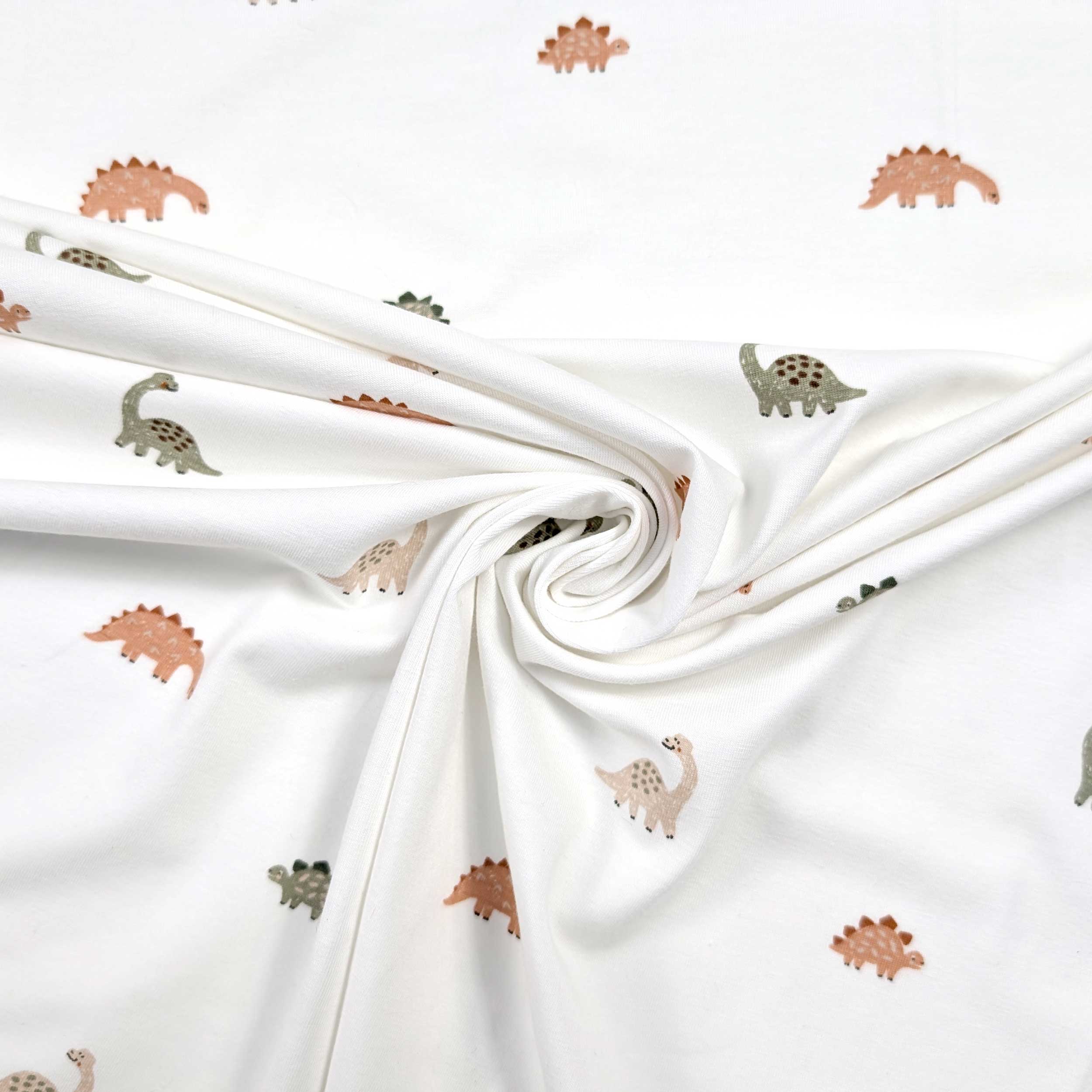 Cutout Jersey Cotton White with Dinosaurs 100x150 cm Image