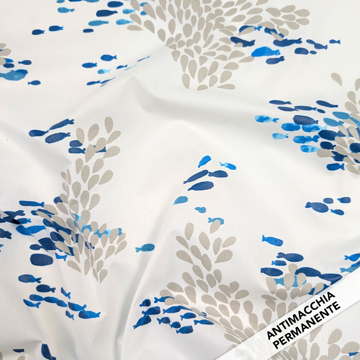Fabric for Enduite Tablecloth Stain-Free Fish Image