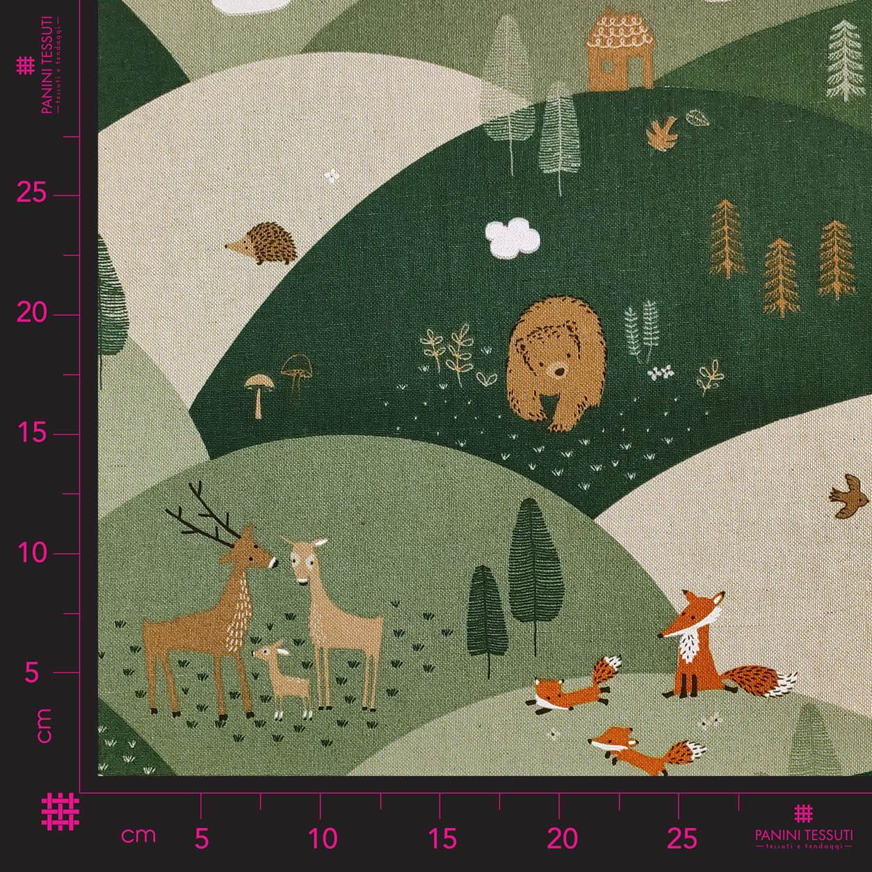 Tissu en coton mélangé découpé Animaux des bois 50x140 cm Image