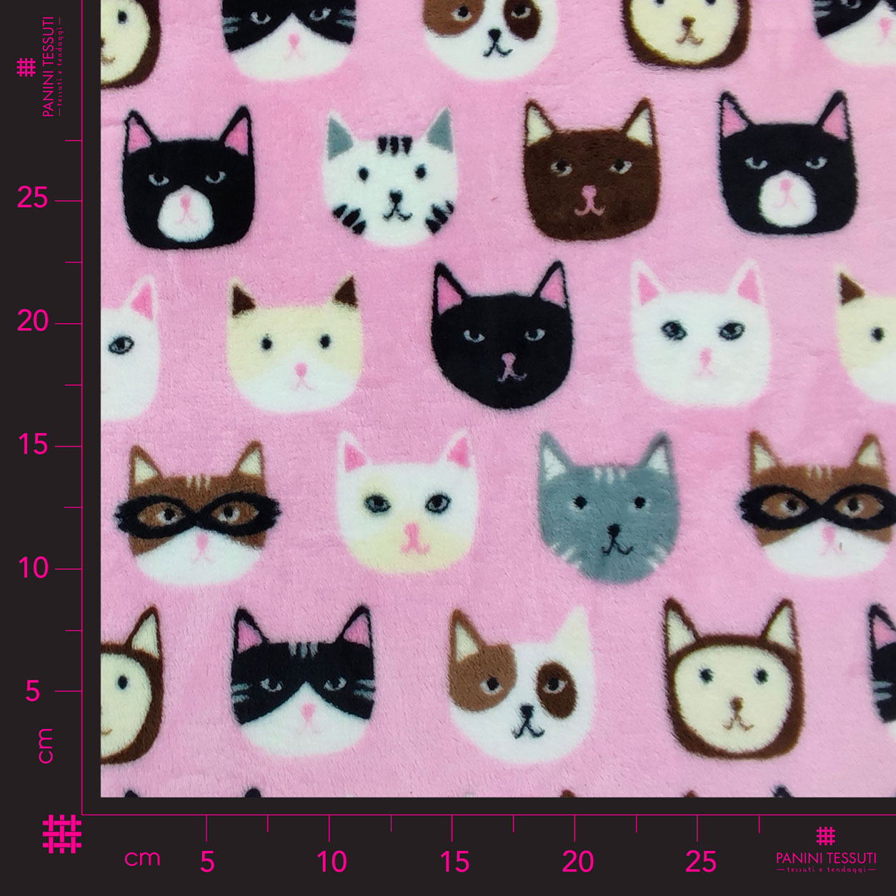 Vellón Cachemira Gatos Fondo Rosa