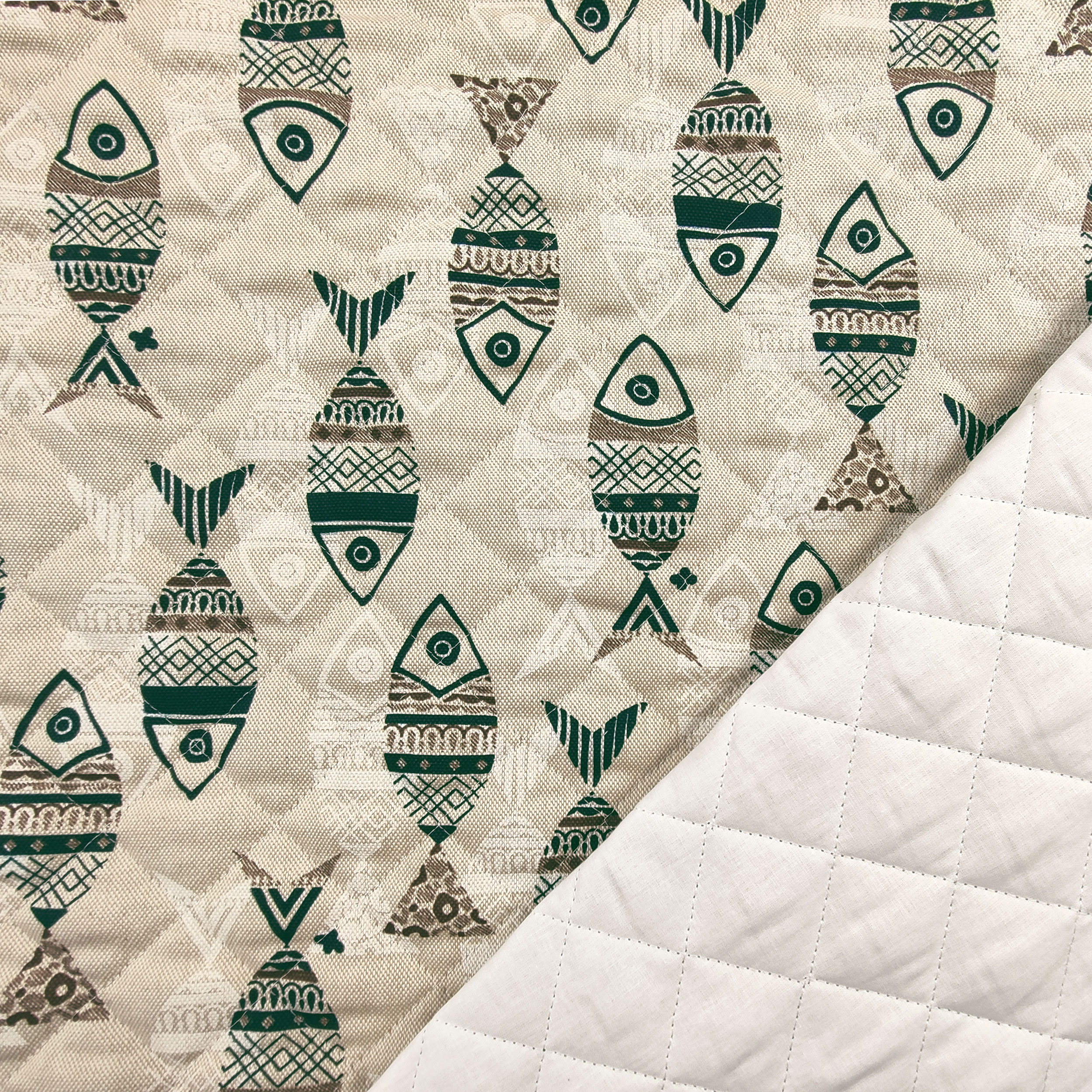 Quilted Fabric Fish Background Beige