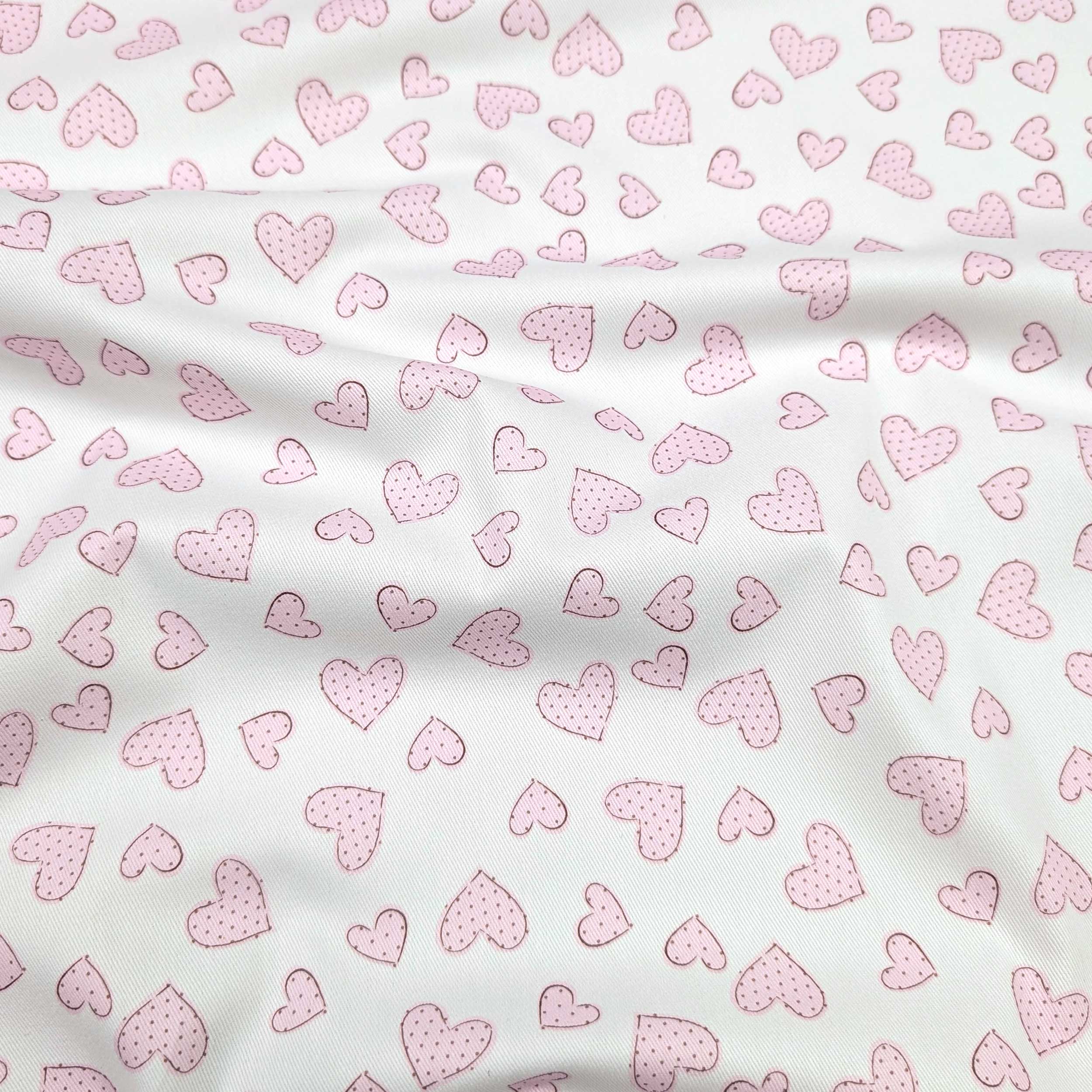 Pink Hearts Cotton Gabardine Image