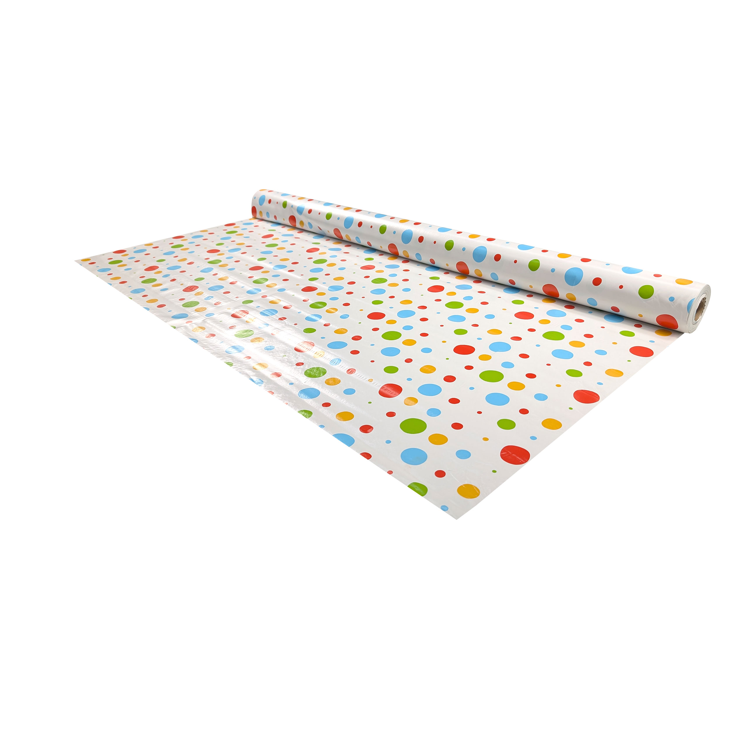 Coloured Polka Dot Plasticised Tablecloth Fabric Image