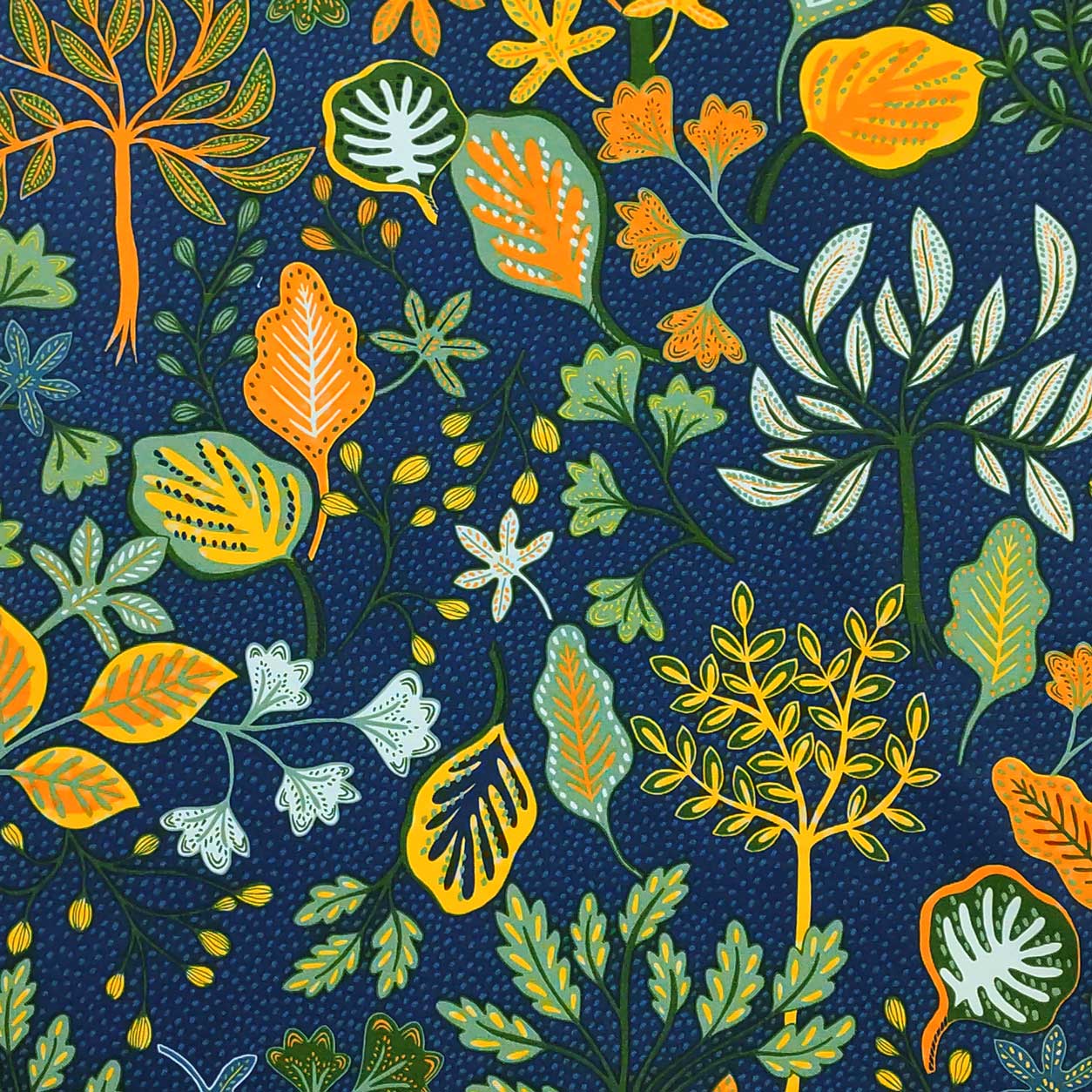 Décor Panama Fond bleu avec feuilles colorées Image