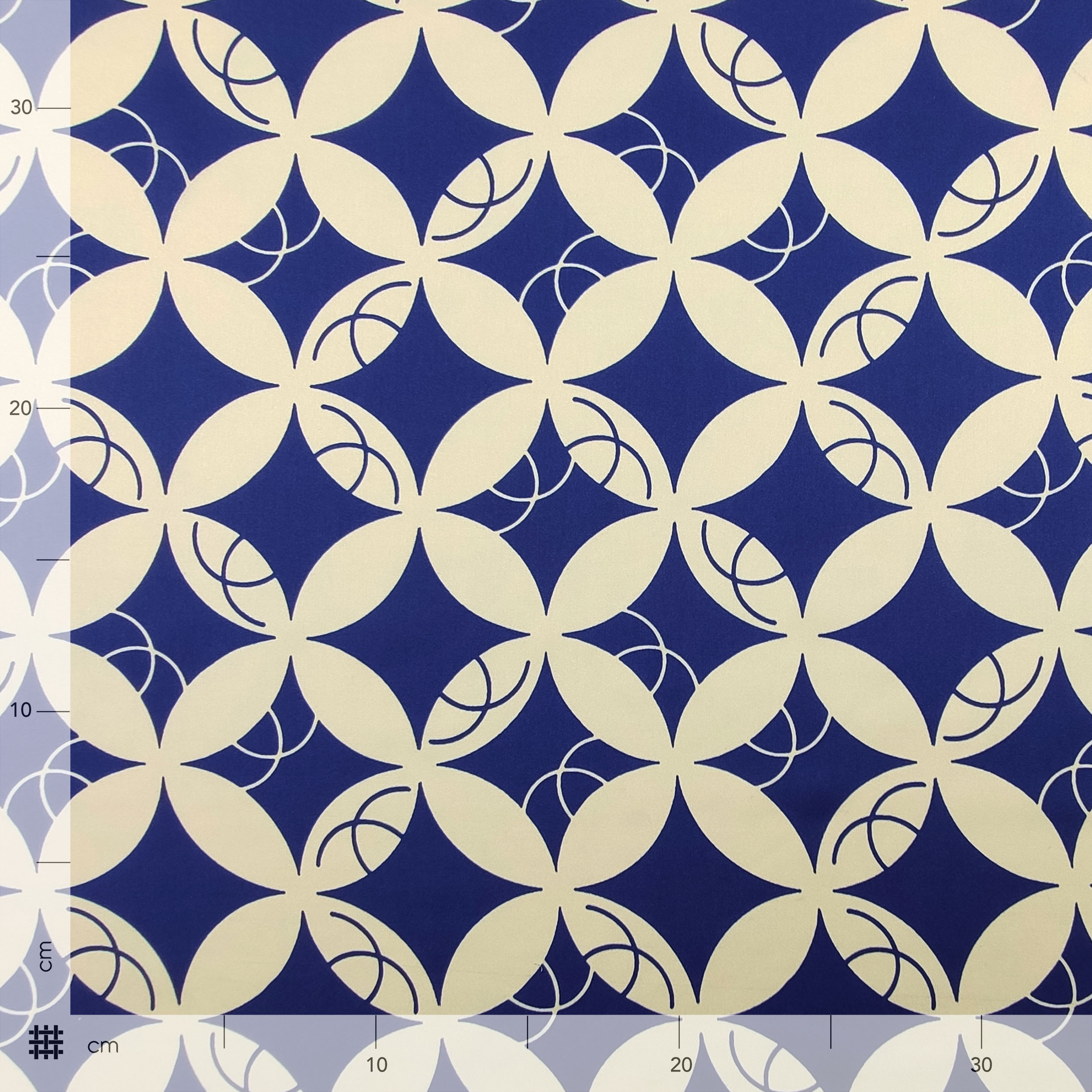 Pure Satin Silk Geometries Fashion Blue Image