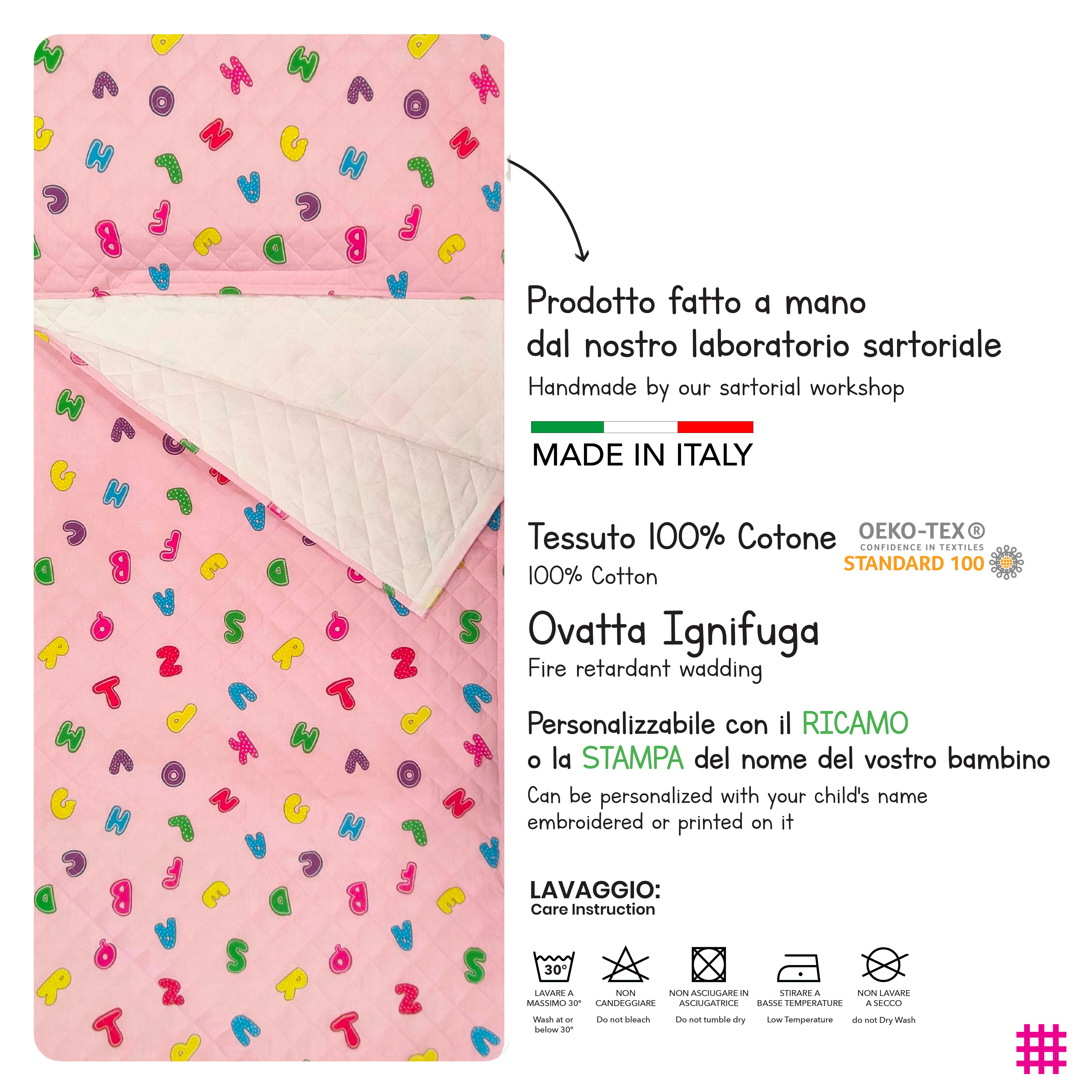 Baby Pink Letters Baby Sleeping Bag Image