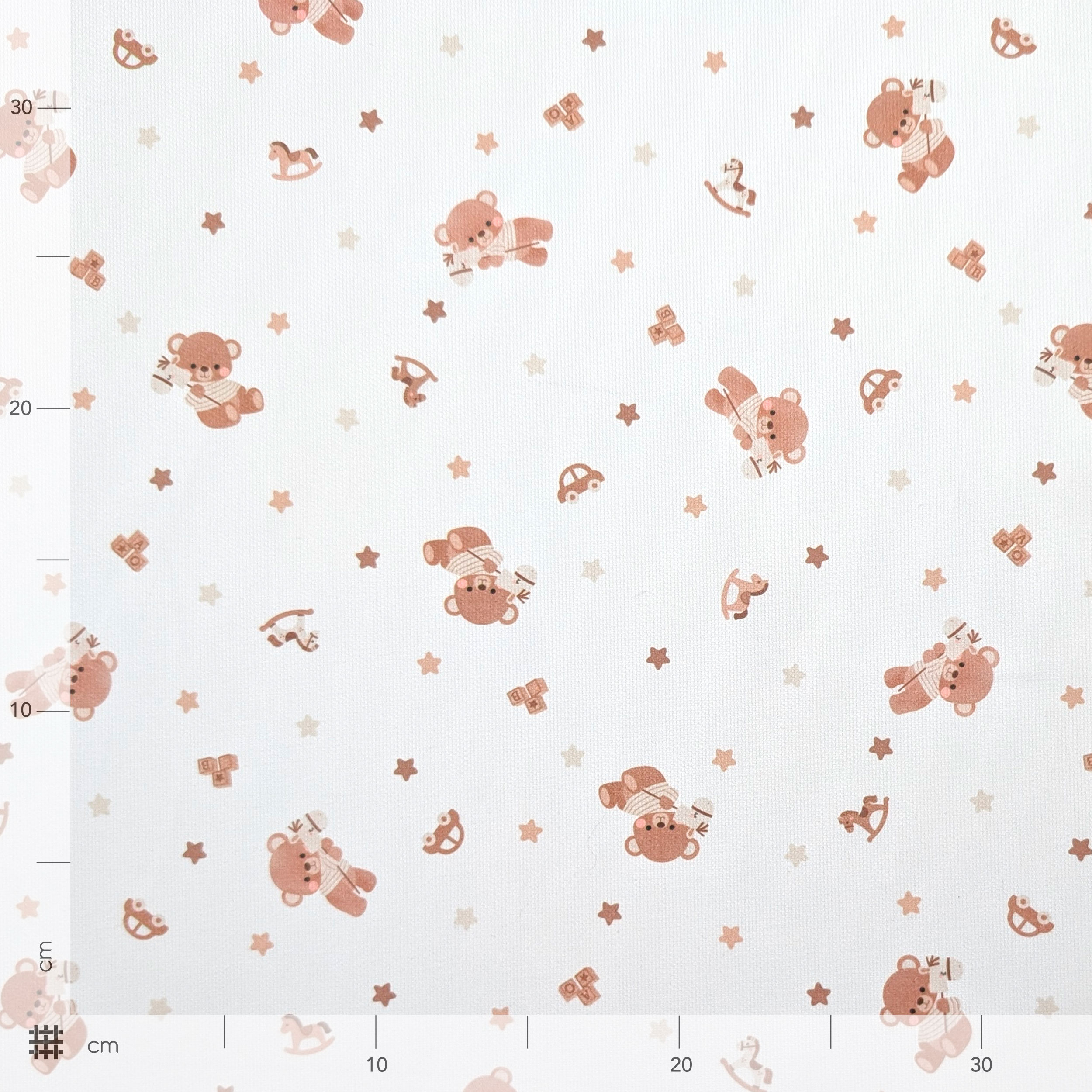 Cotton Piquet Baby Bears and Stars Image