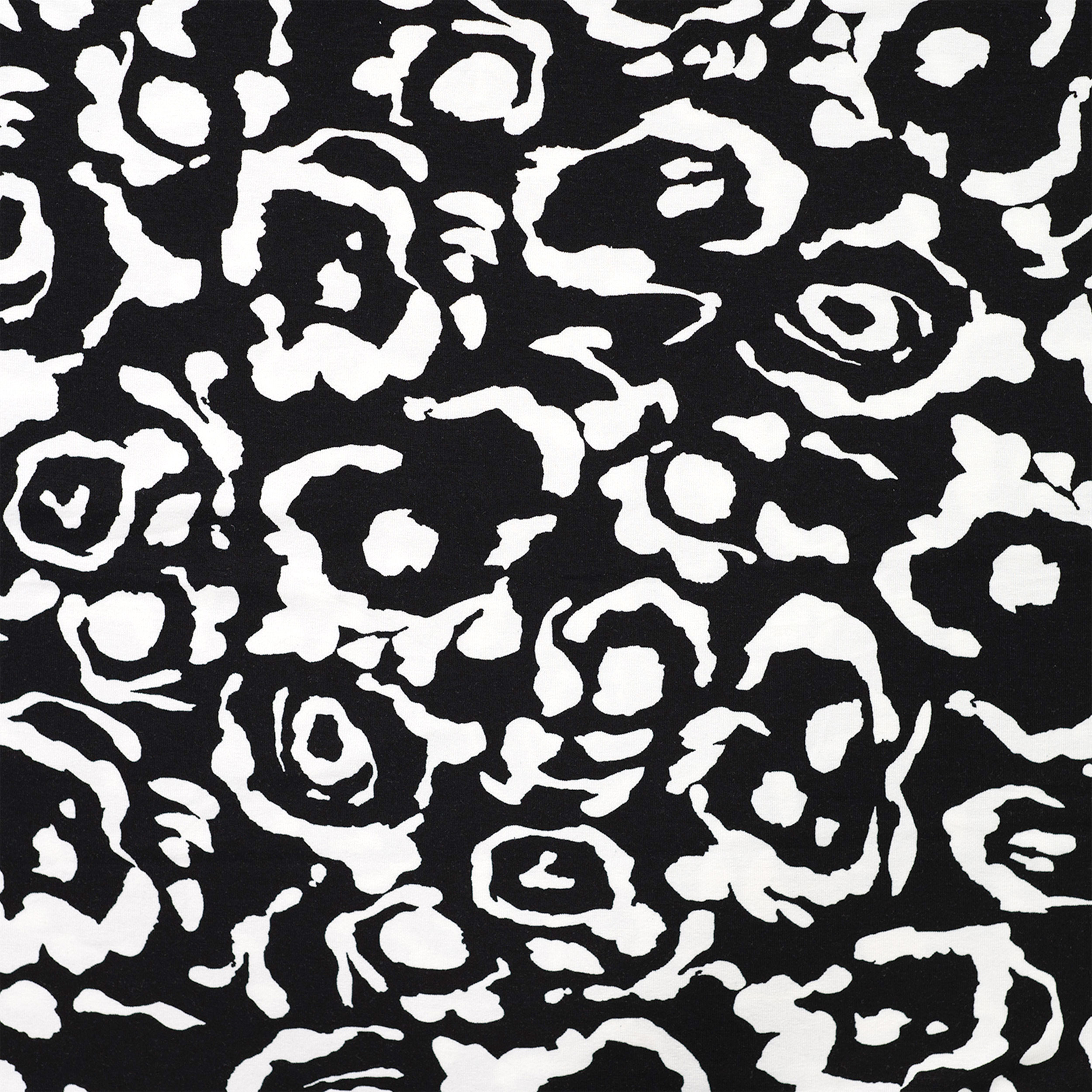 Black and White Abstract Floral Fantasy Viscose Jersey Image
