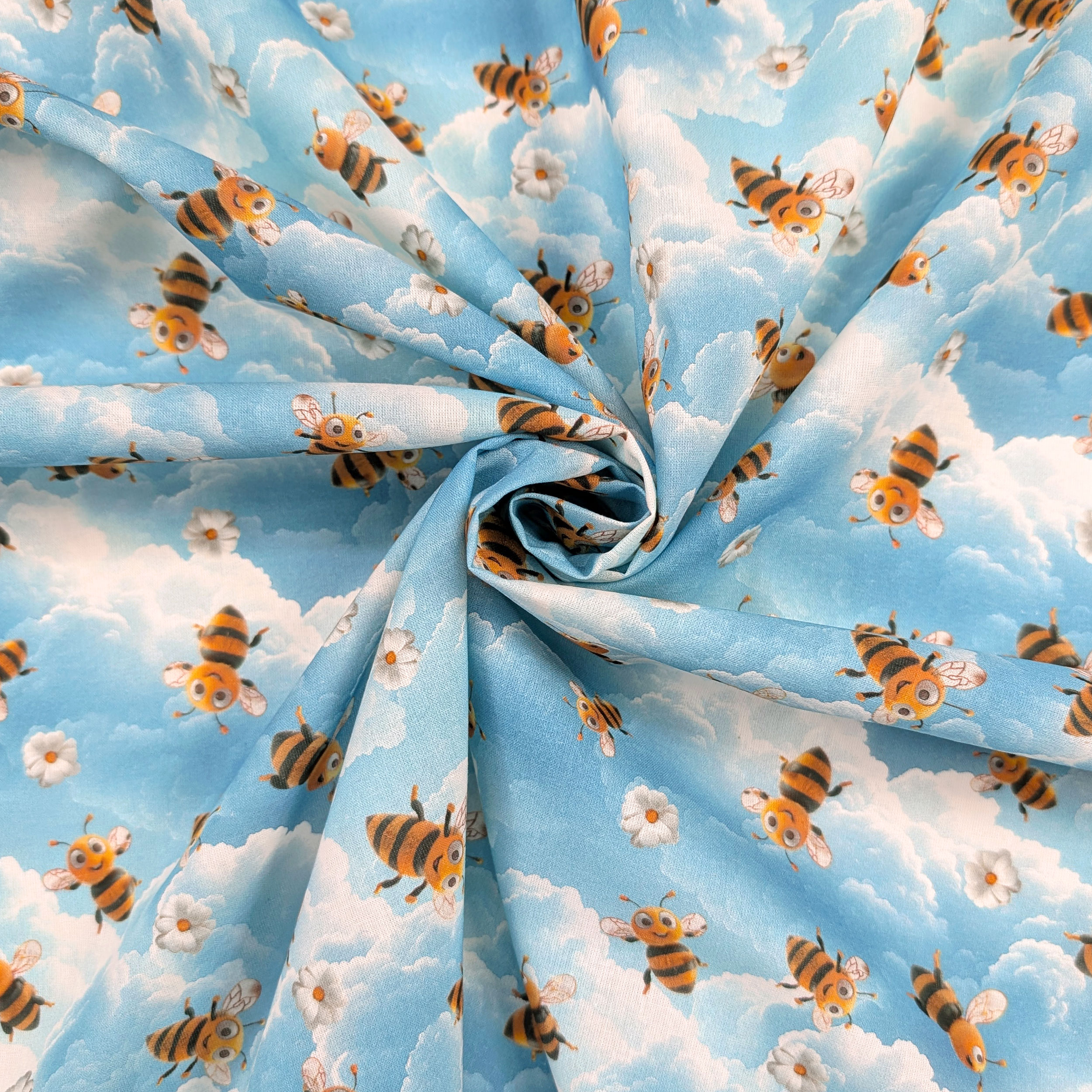 Digital Cotton Bees and Clouds Image