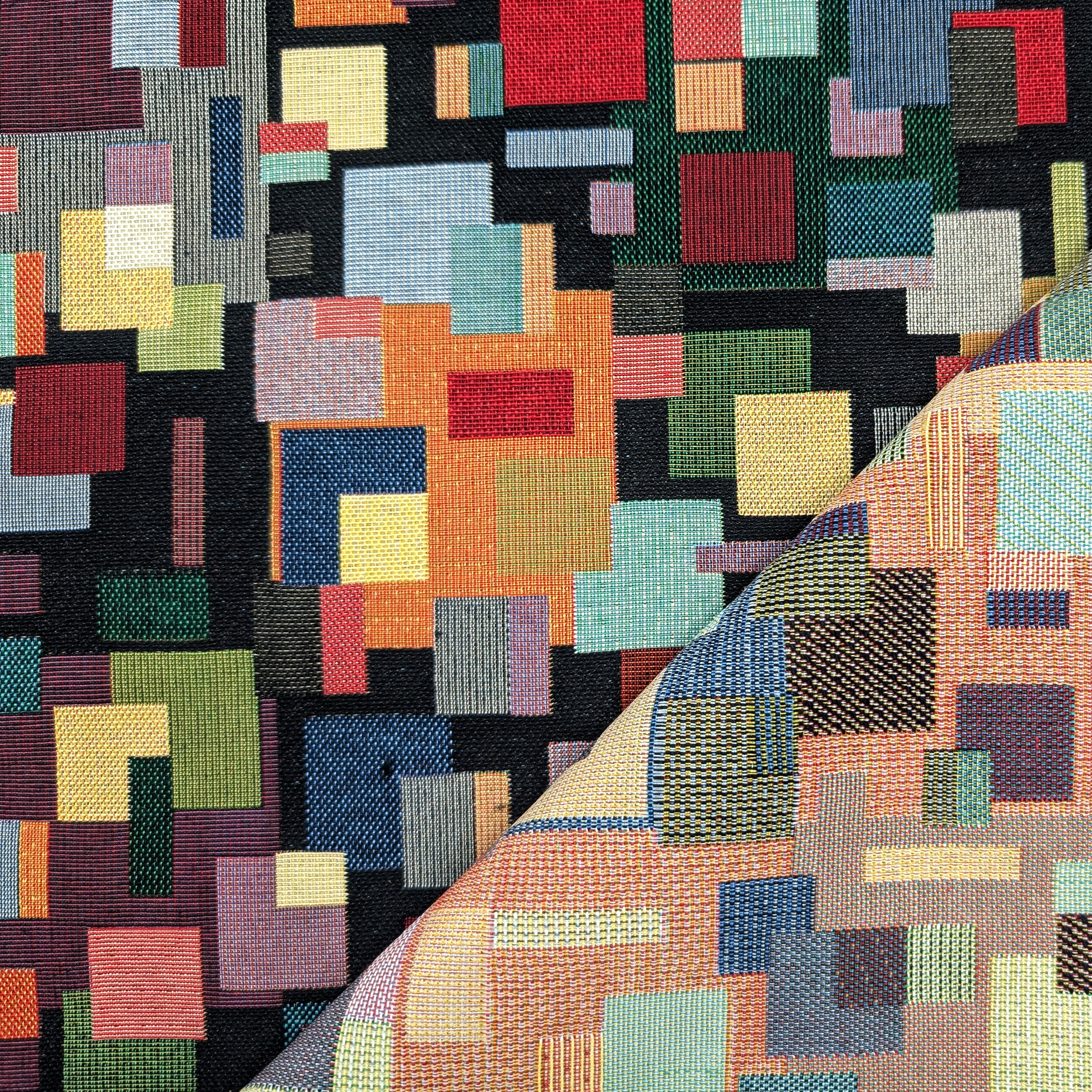 Gobelin fabric with coloured geometric patterns Image