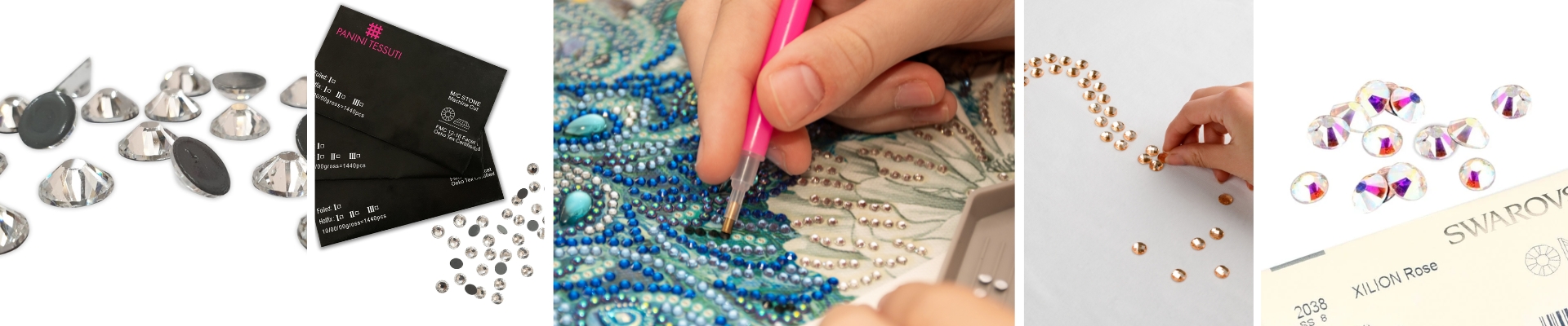 Swarovski e Strass Termoadesivi Panini Tessuti