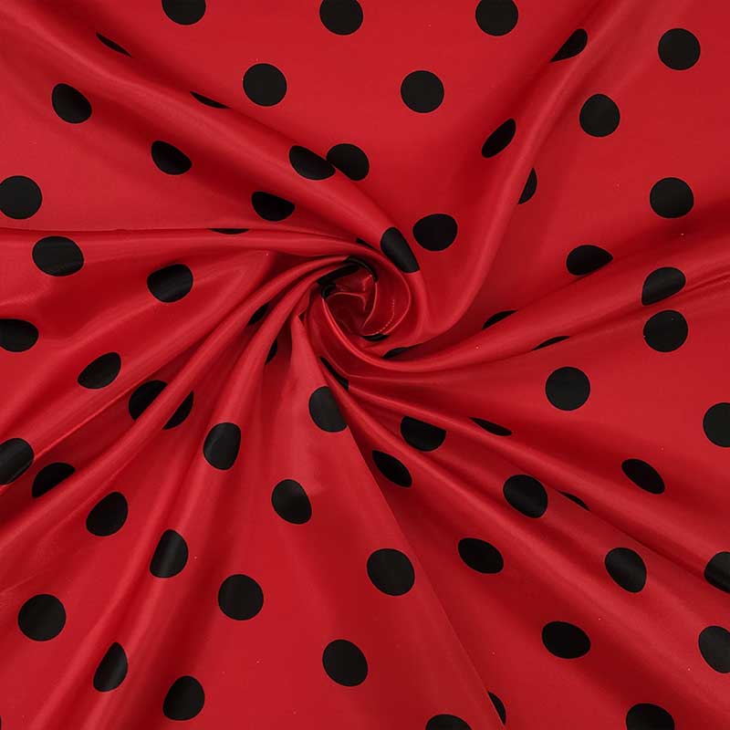  Tela de raso Carnaval Rojo Negro Lunares Image