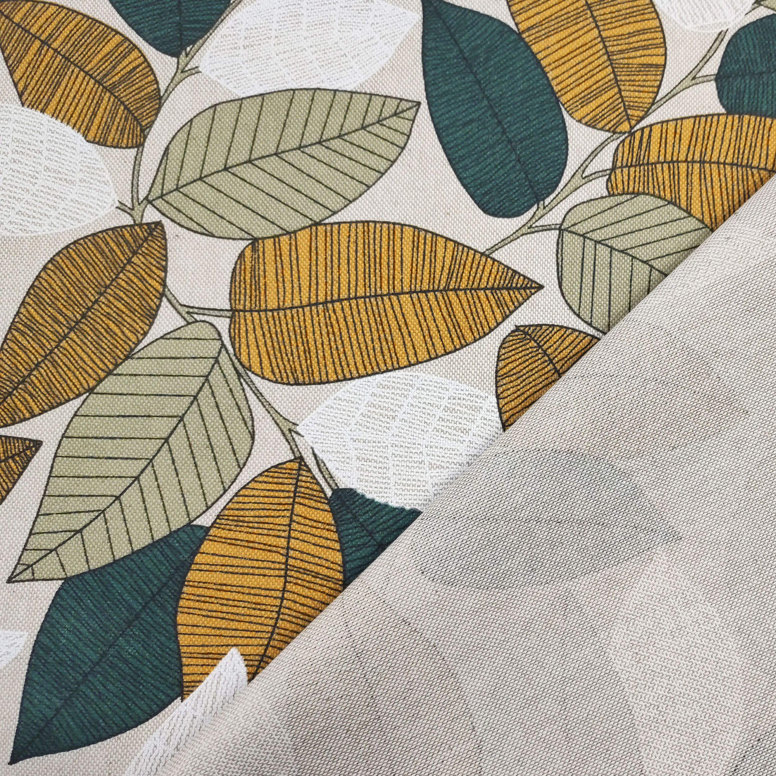 Resin Tablecloth Fabric Foliage Ochre Petroleum