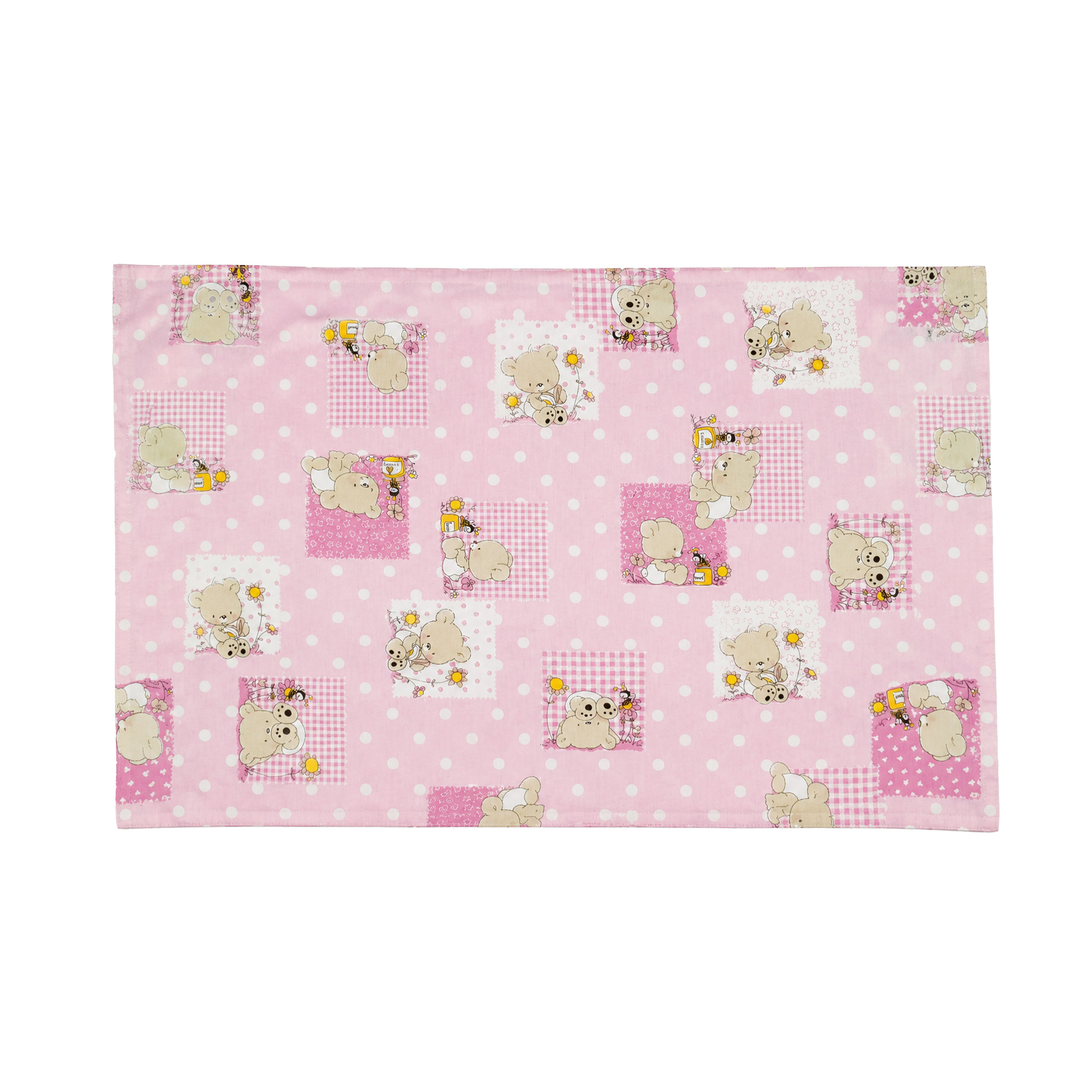 Bees and Teddy Bears Pink Cotton Pillowcase Image