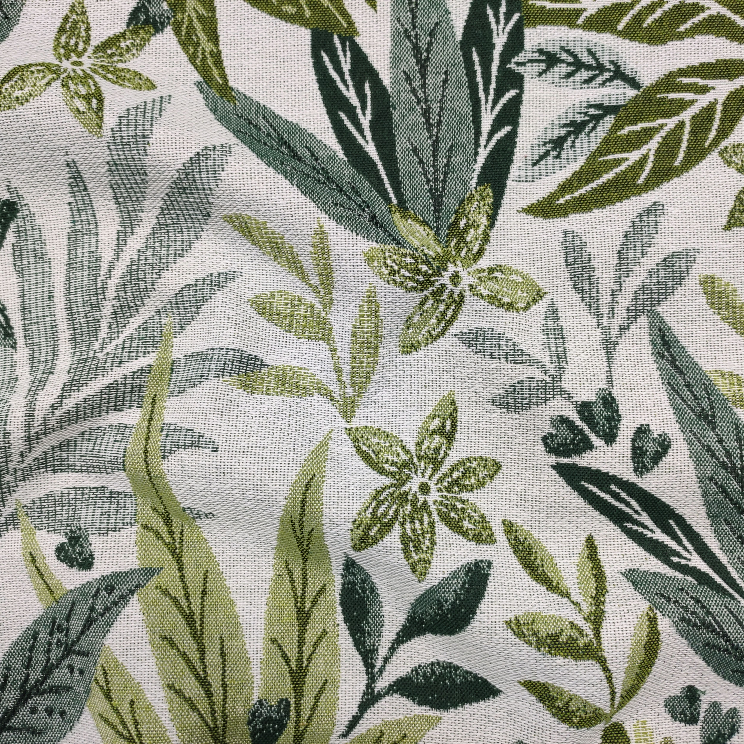 Flores de jacquard y hojas verdes