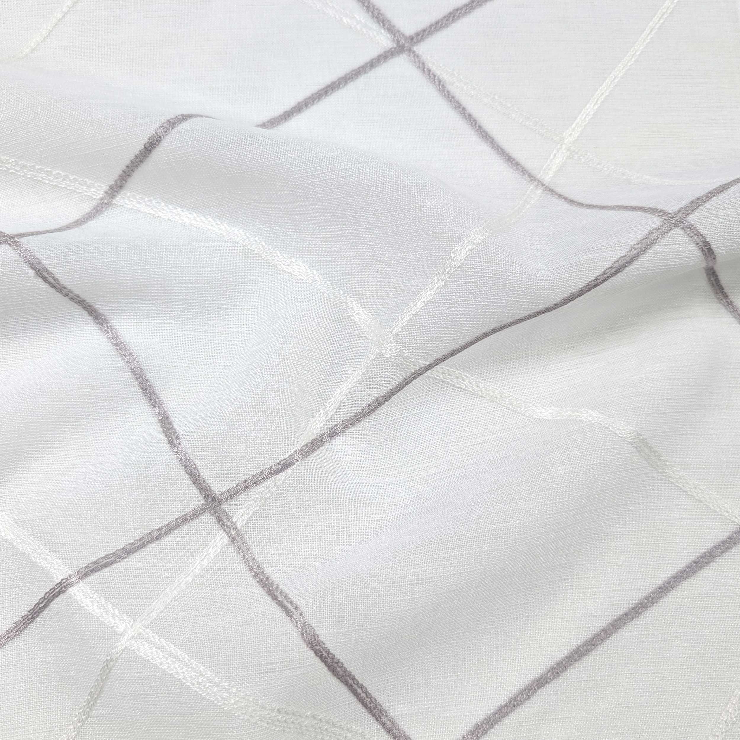 Curtain Fabric Embroidered Grey Lines Image