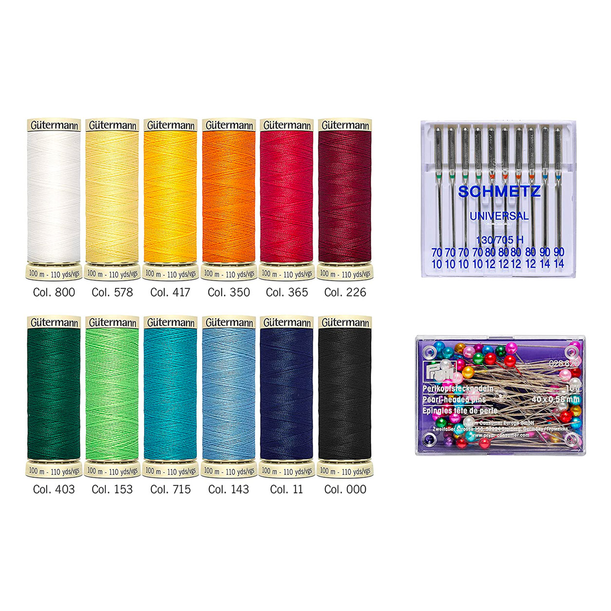 Gutermann Cucitutto 12 bobinas con alfileres y agujas
