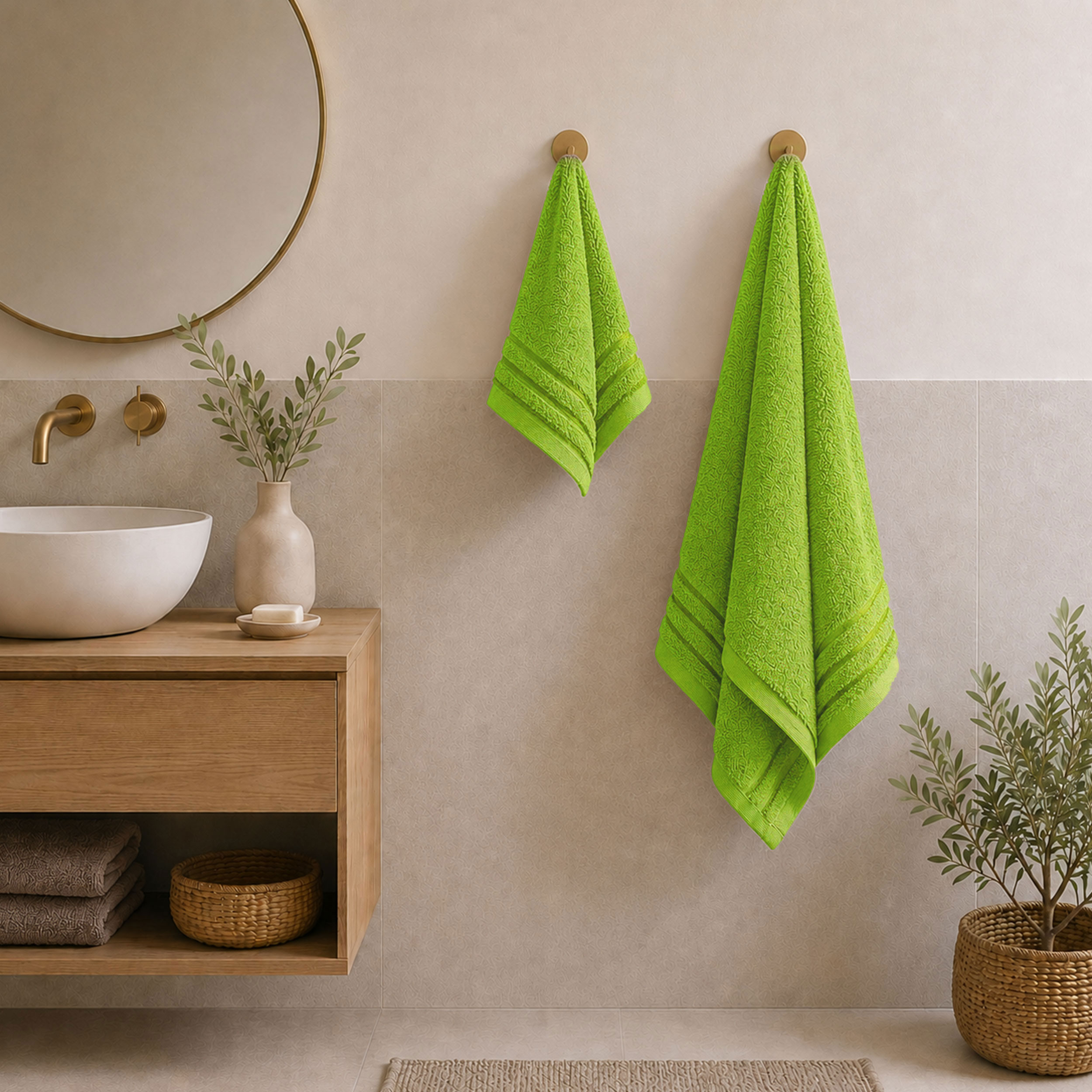 Acid Green Bath, Face and Guest Towel Set Image