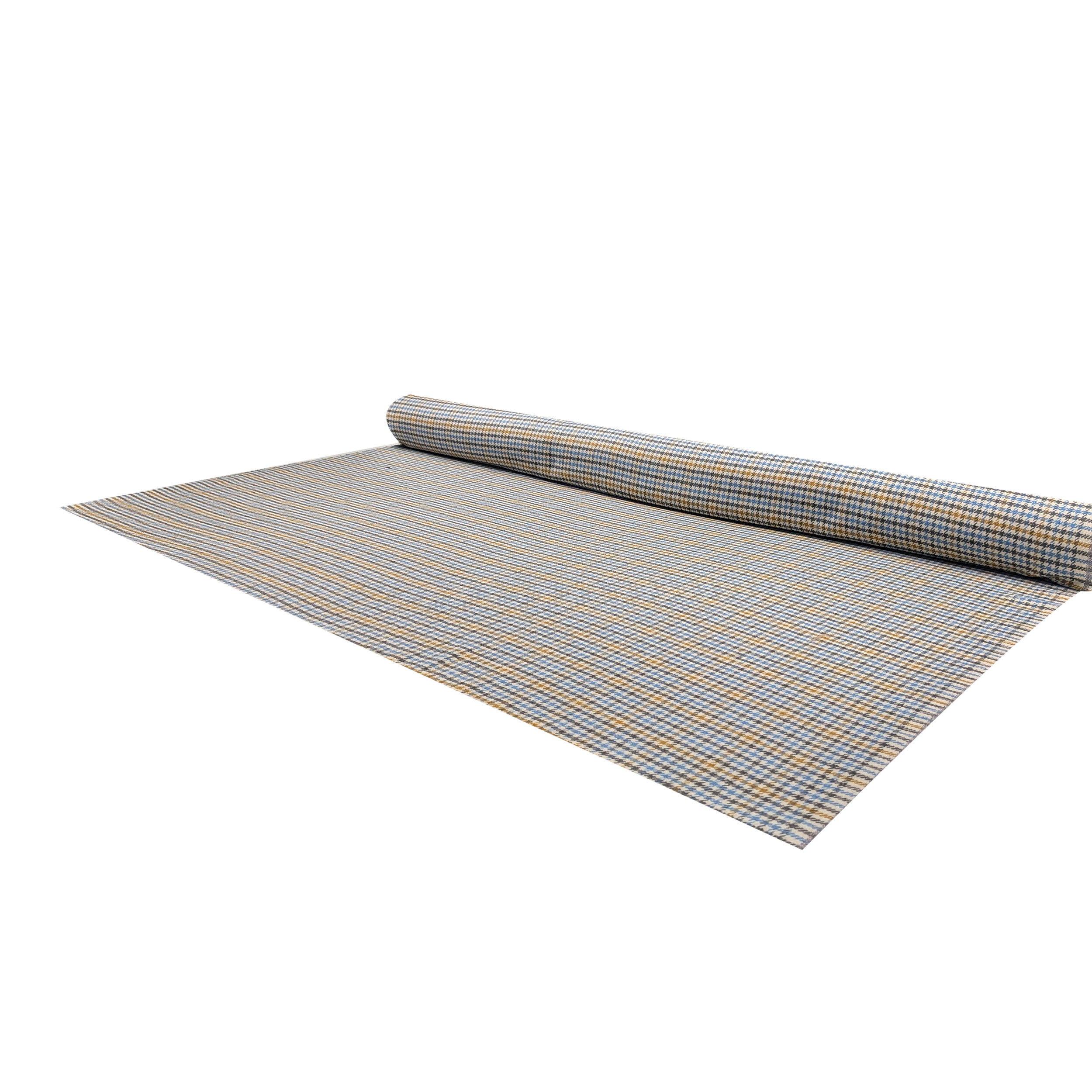 Houndstooth wool blend Ochre and Light Blue Image