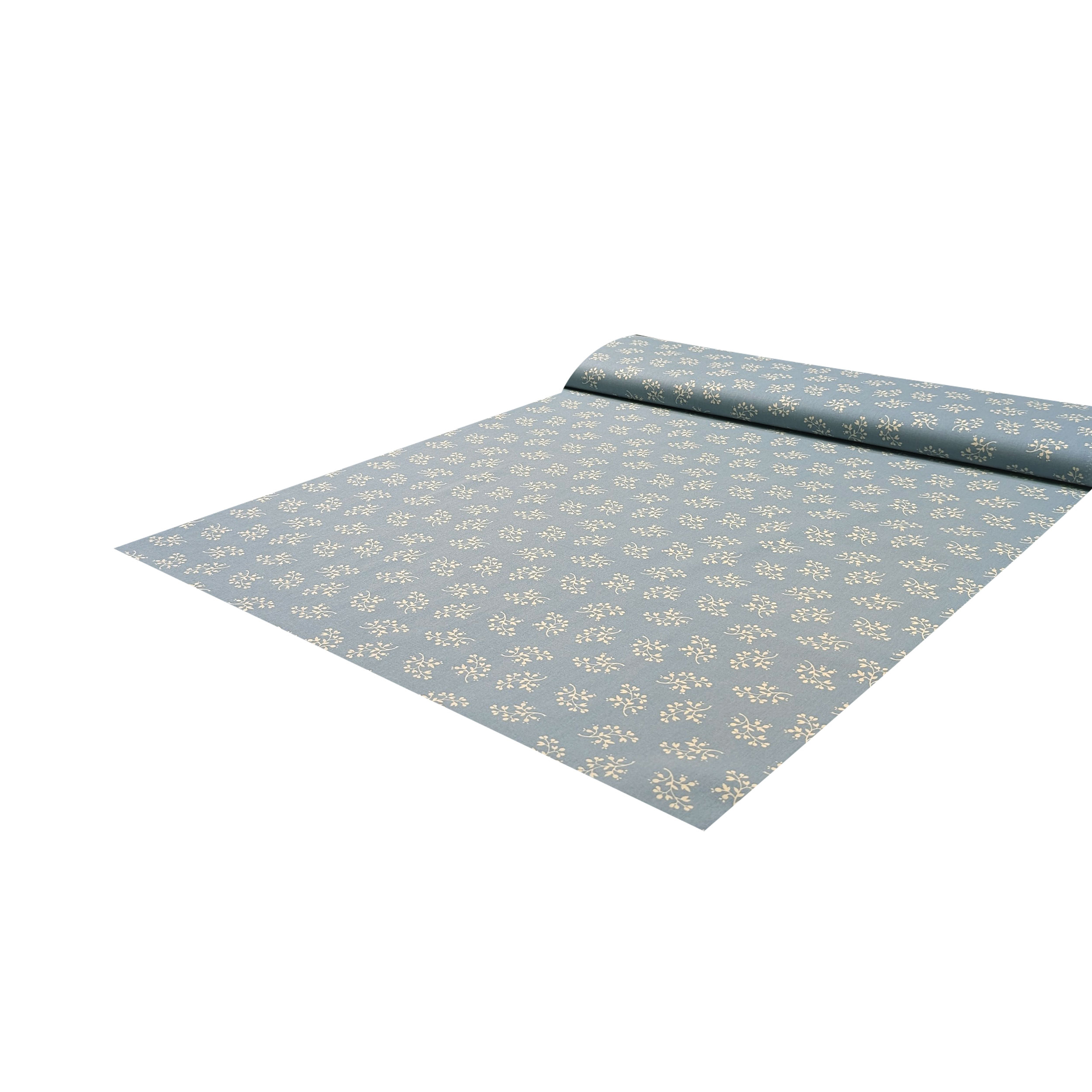 Light Blue Background with Floral Print Cotton Poplin Image
