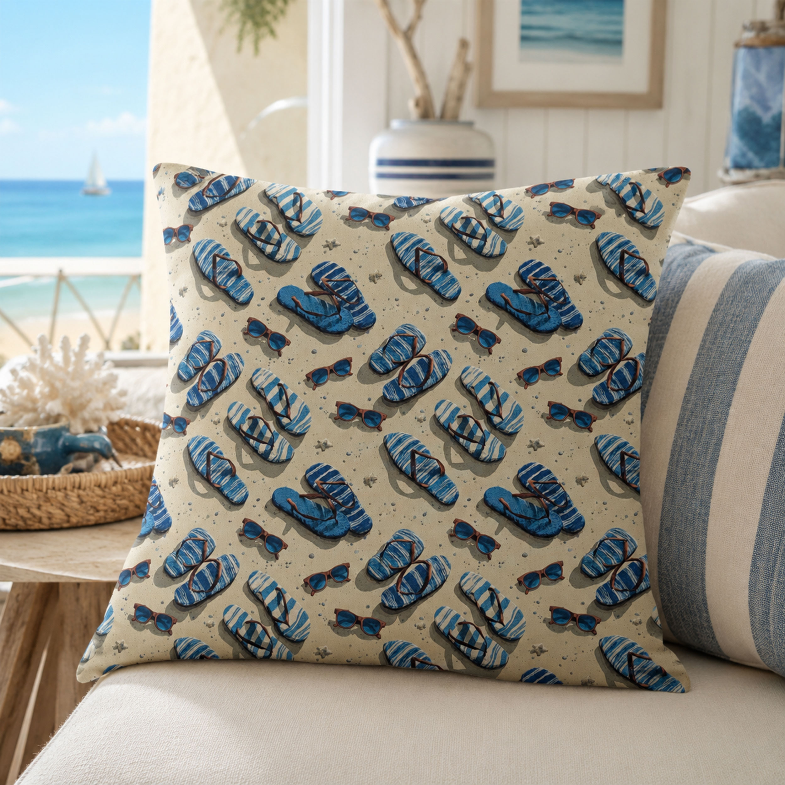 Cotton Poplin Beach Flip-Flops Image