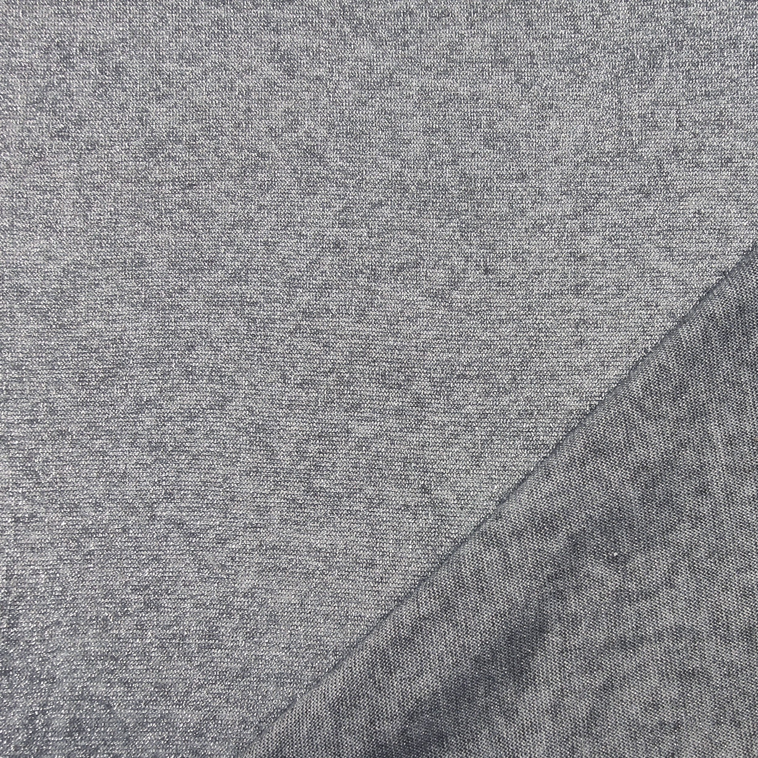 Jersey élastique gris Lurex argenté