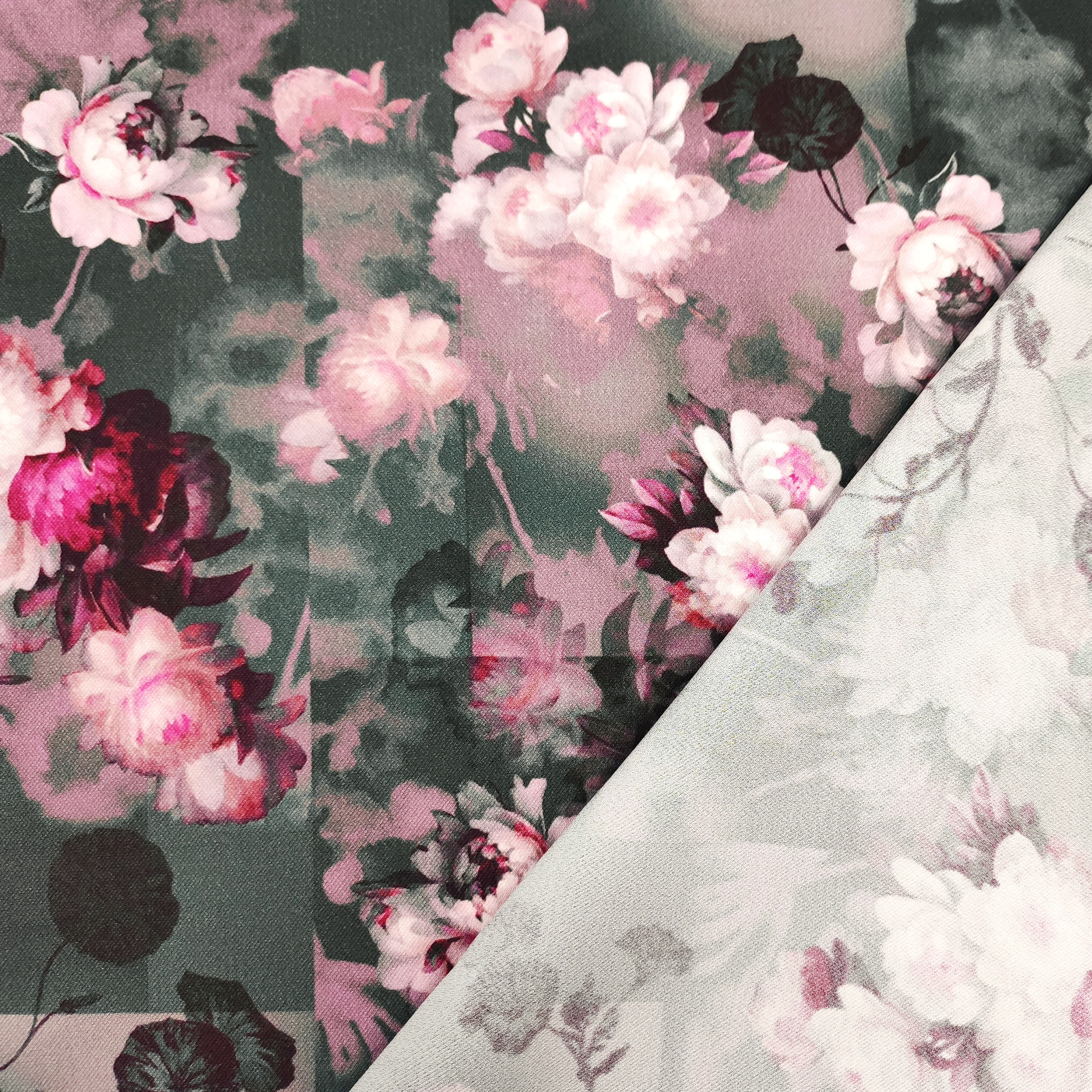 Mezcla de seda elástica Flores rosas