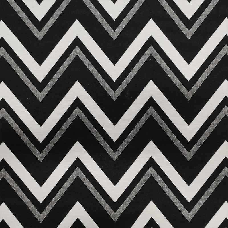 Tissu Jacquard découpé Zig Zag noir et blanc 50x140 cm Image