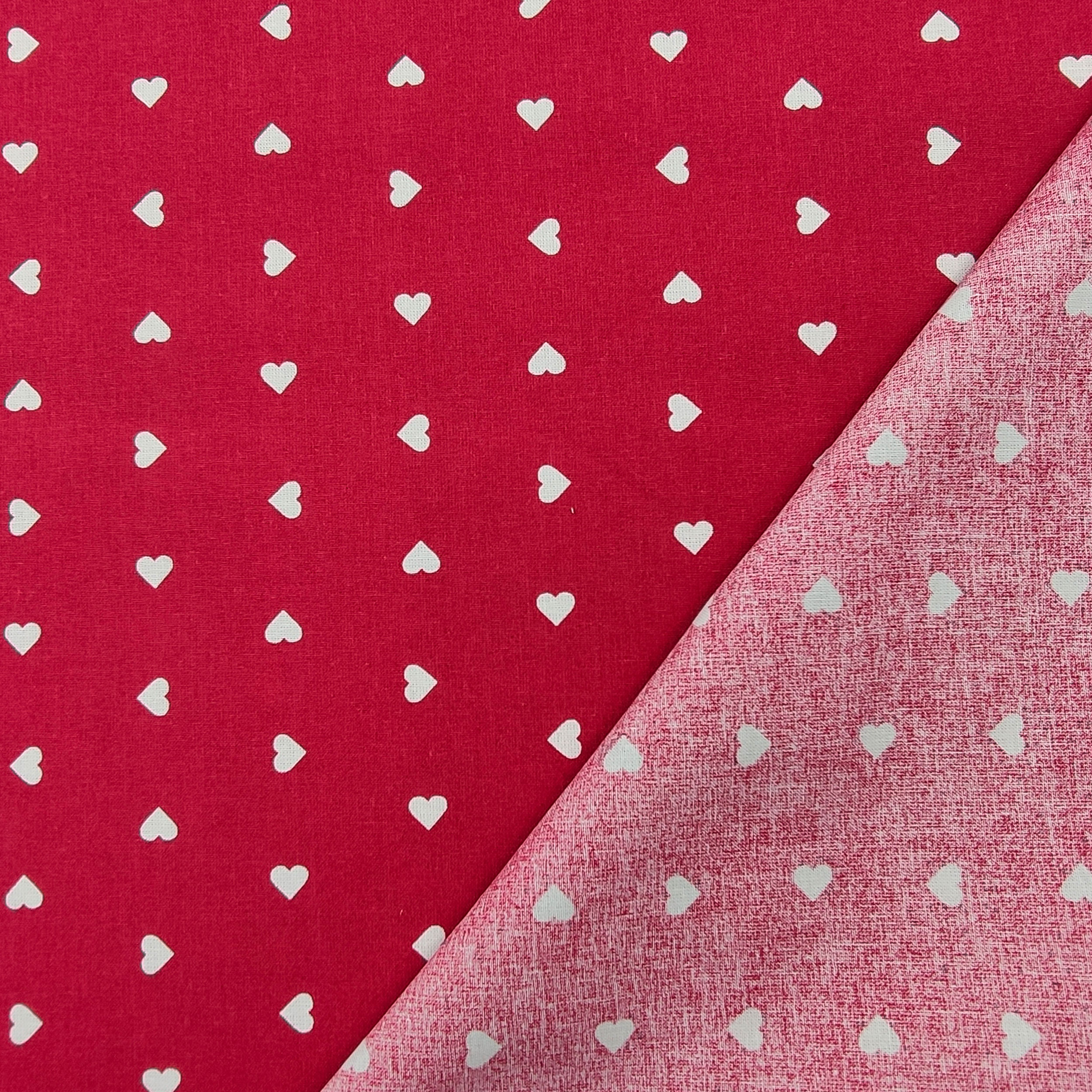 Printed Cotton with White Hearts - Colored Background  Image