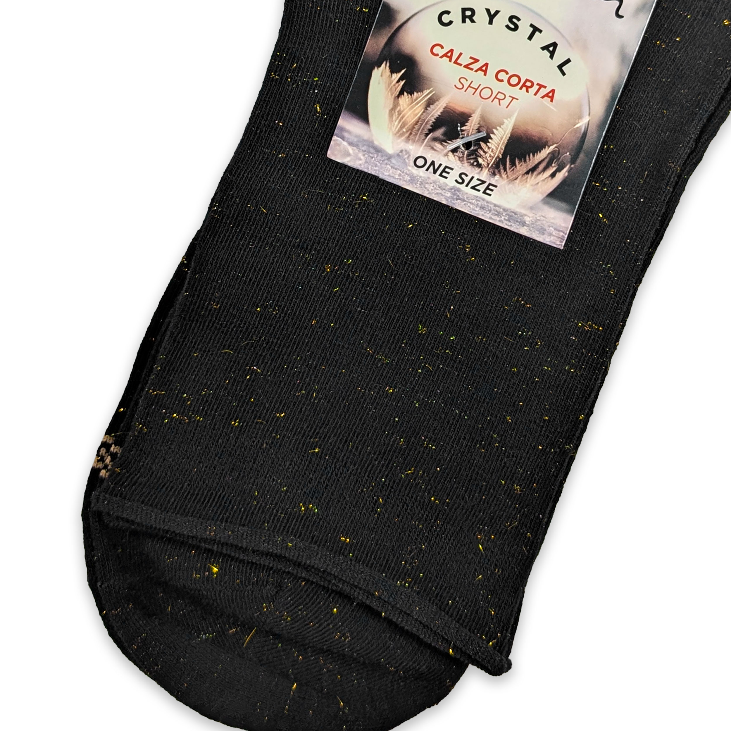 Black Lurex Gold Short Socks Image